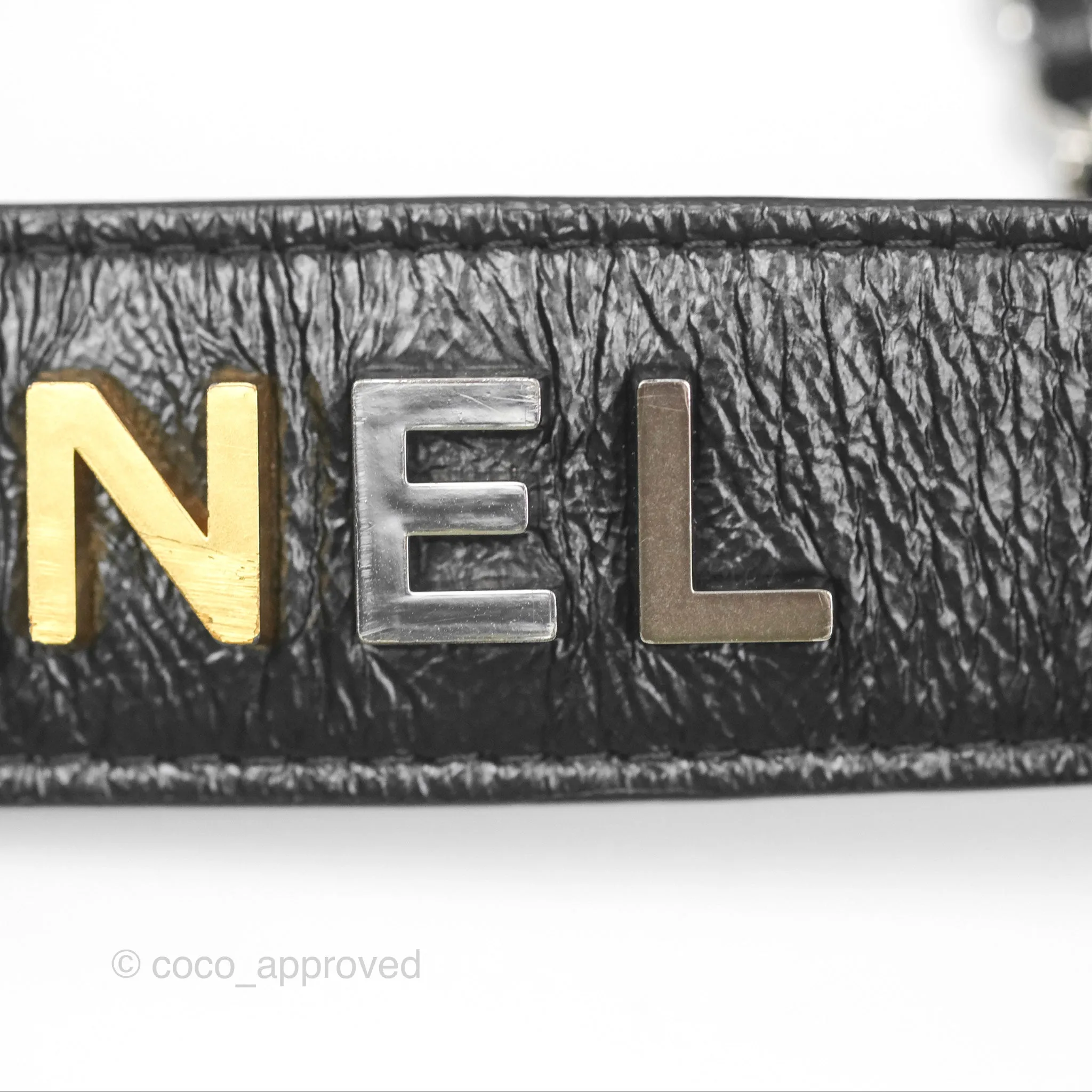 Chanel Gabrielle Clutch With Logo Strap Aged Calfskin Black Mixed Hardware