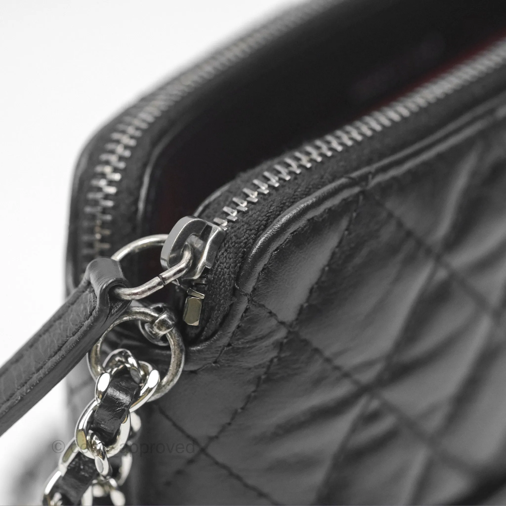 Chanel Gabrielle Clutch With Logo Strap Aged Calfskin Black Mixed Hardware