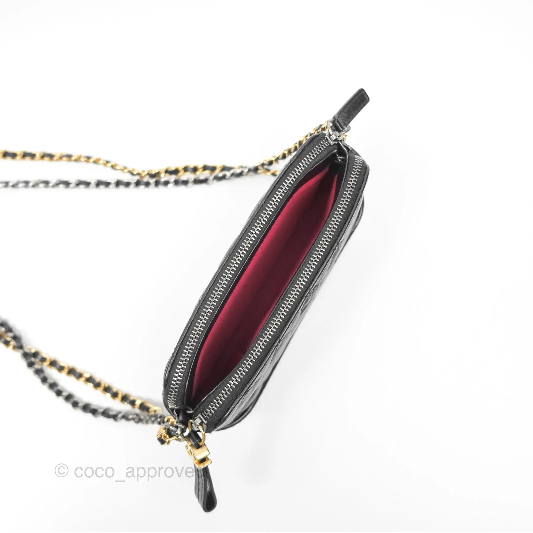Chanel Gabrielle Clutch With Logo Strap Aged Calfskin Black Mixed Hardware