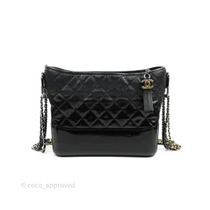 Chanel Large Gabrielle Hobo Black Patent Goatskin Mixed Hardware 18S