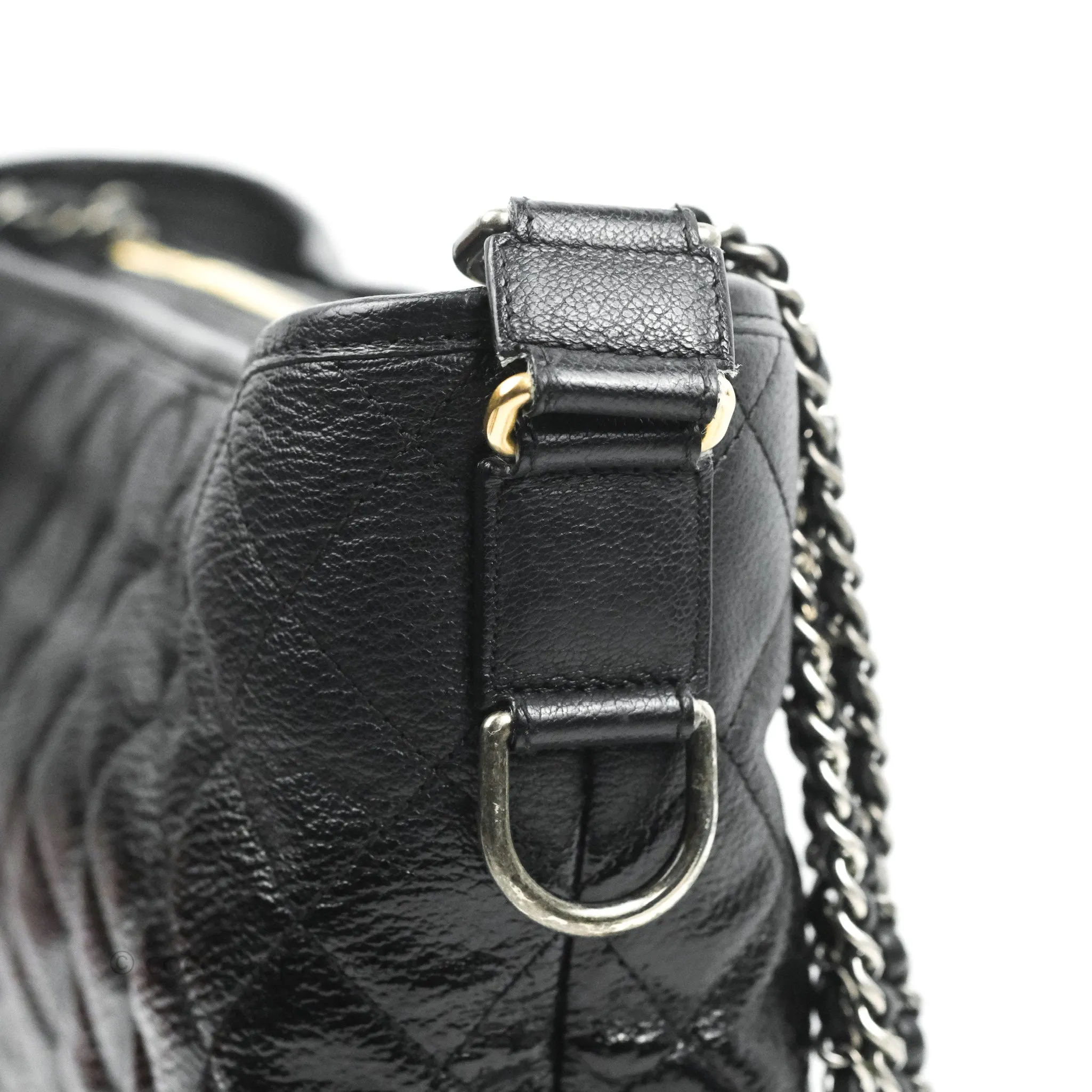 Chanel Large Gabrielle Hobo Black Patent Goatskin Mixed Hardware 18S