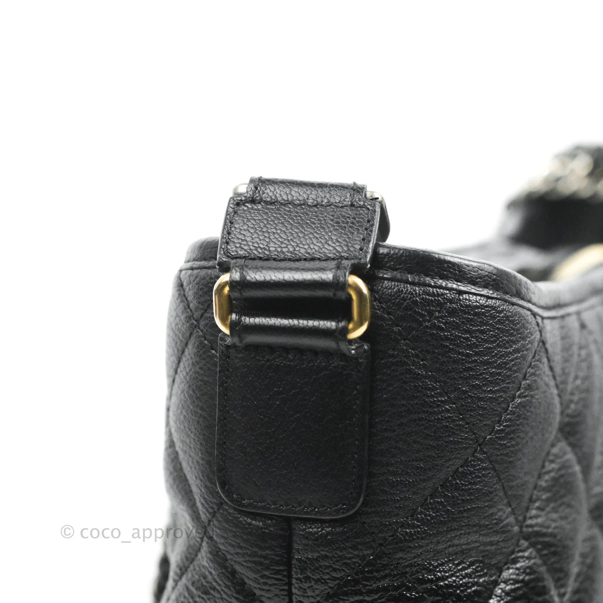 Chanel Large Gabrielle Hobo Black Patent Goatskin Mixed Hardware 18S