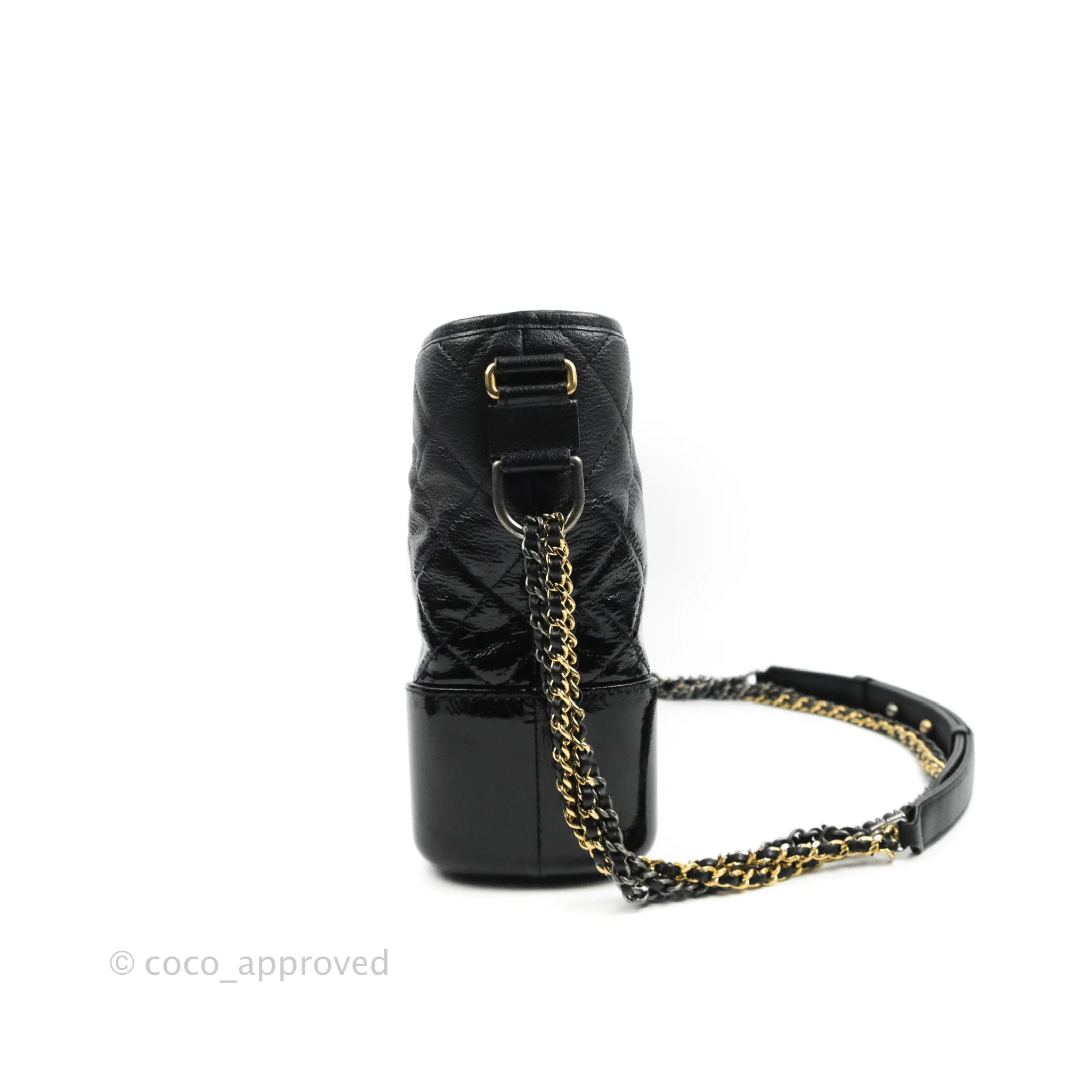 Chanel Large Gabrielle Hobo Black Patent Goatskin Mixed Hardware 18S