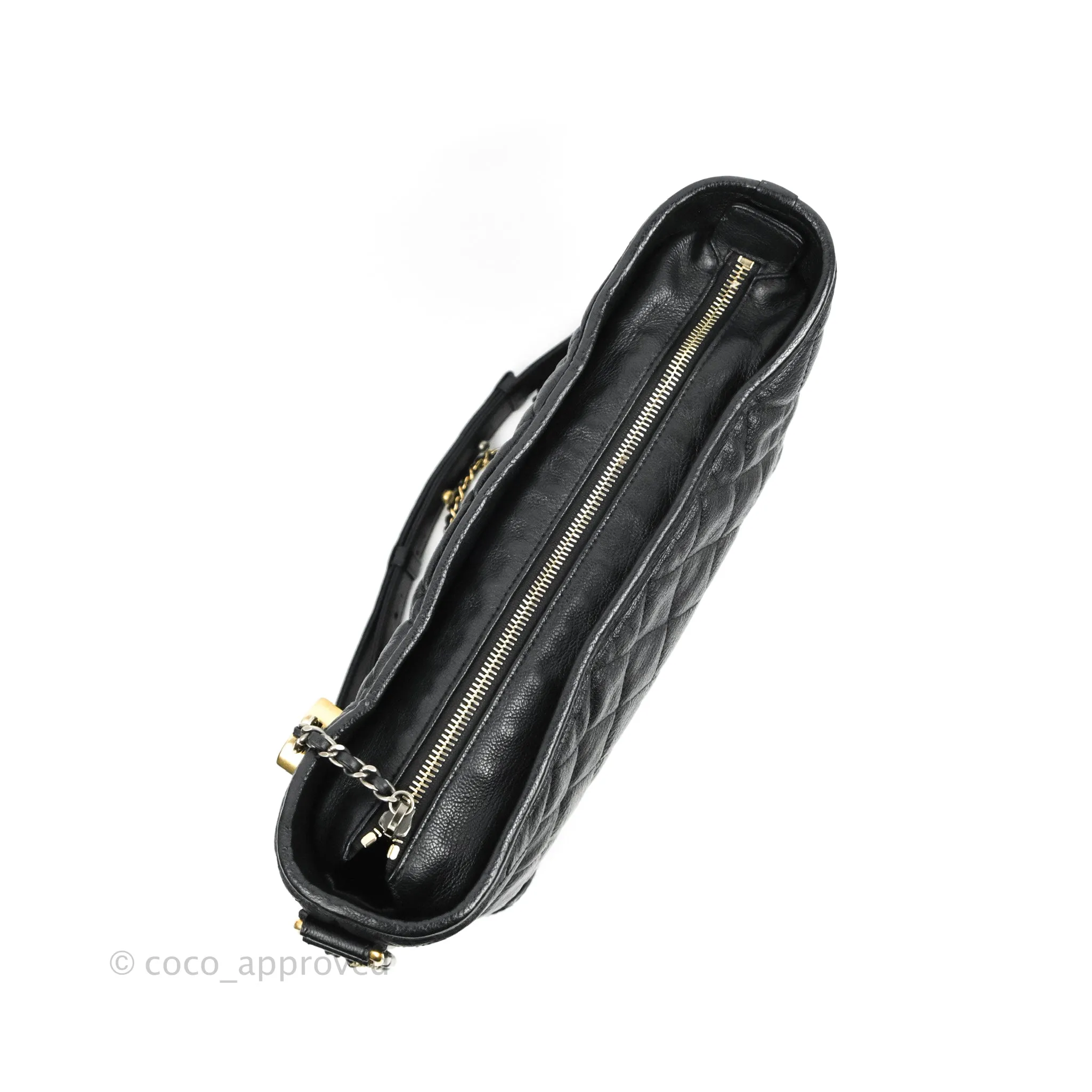 Chanel Large Gabrielle Hobo Black Patent Goatskin Mixed Hardware 18S