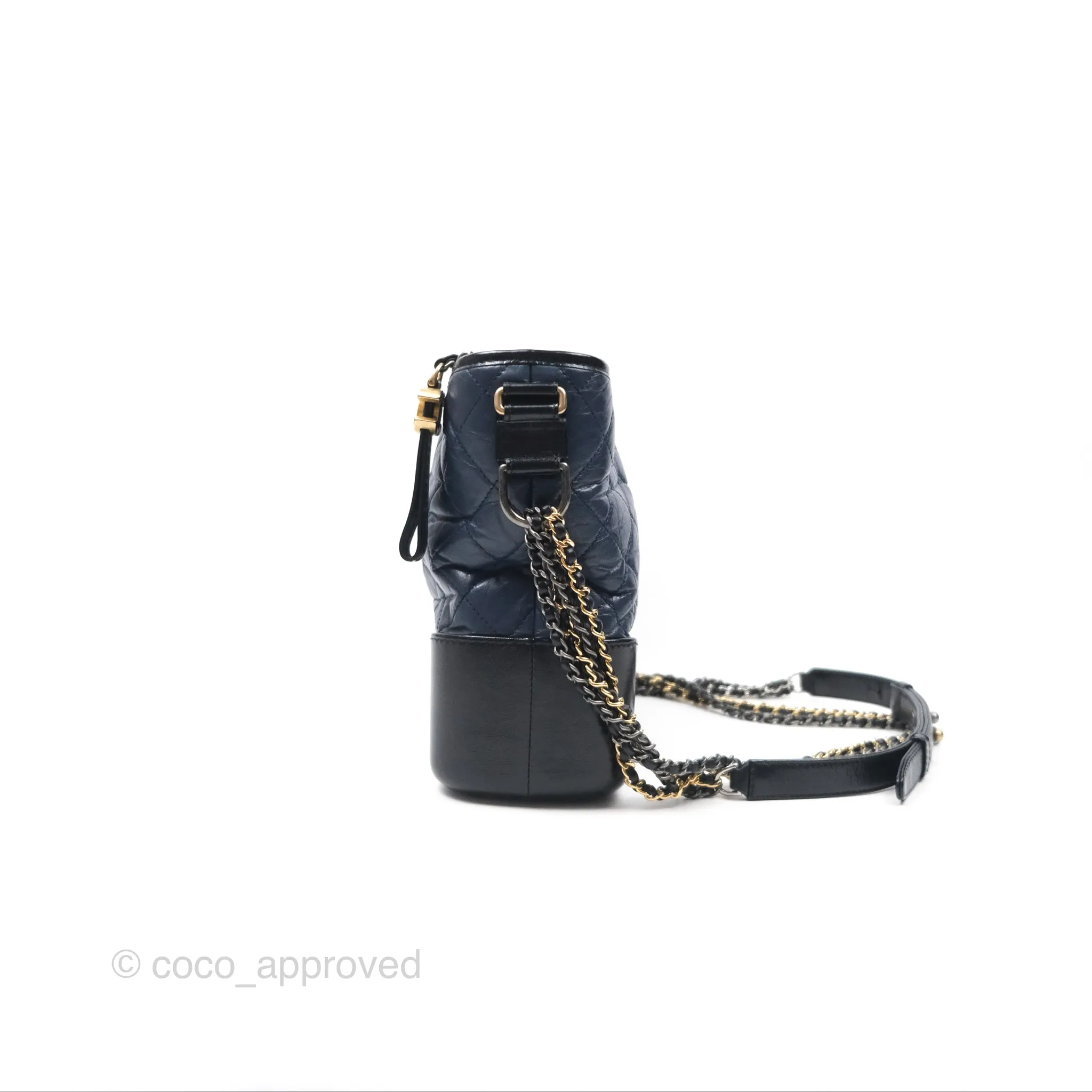 Chanel Large Gabrielle Hobo Navy Black Aged Calfskin Mixed Hardware