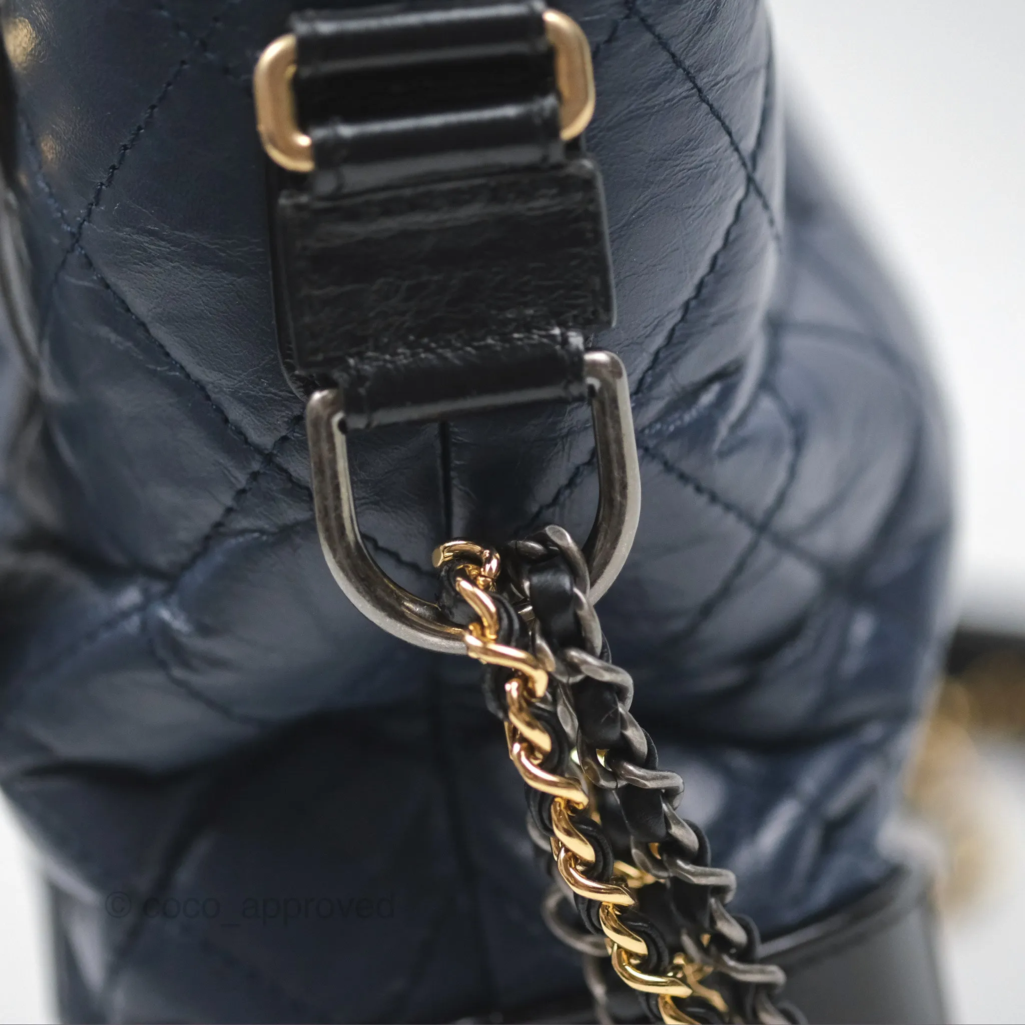 Chanel Large Gabrielle Hobo Navy Black Aged Calfskin Mixed Hardware