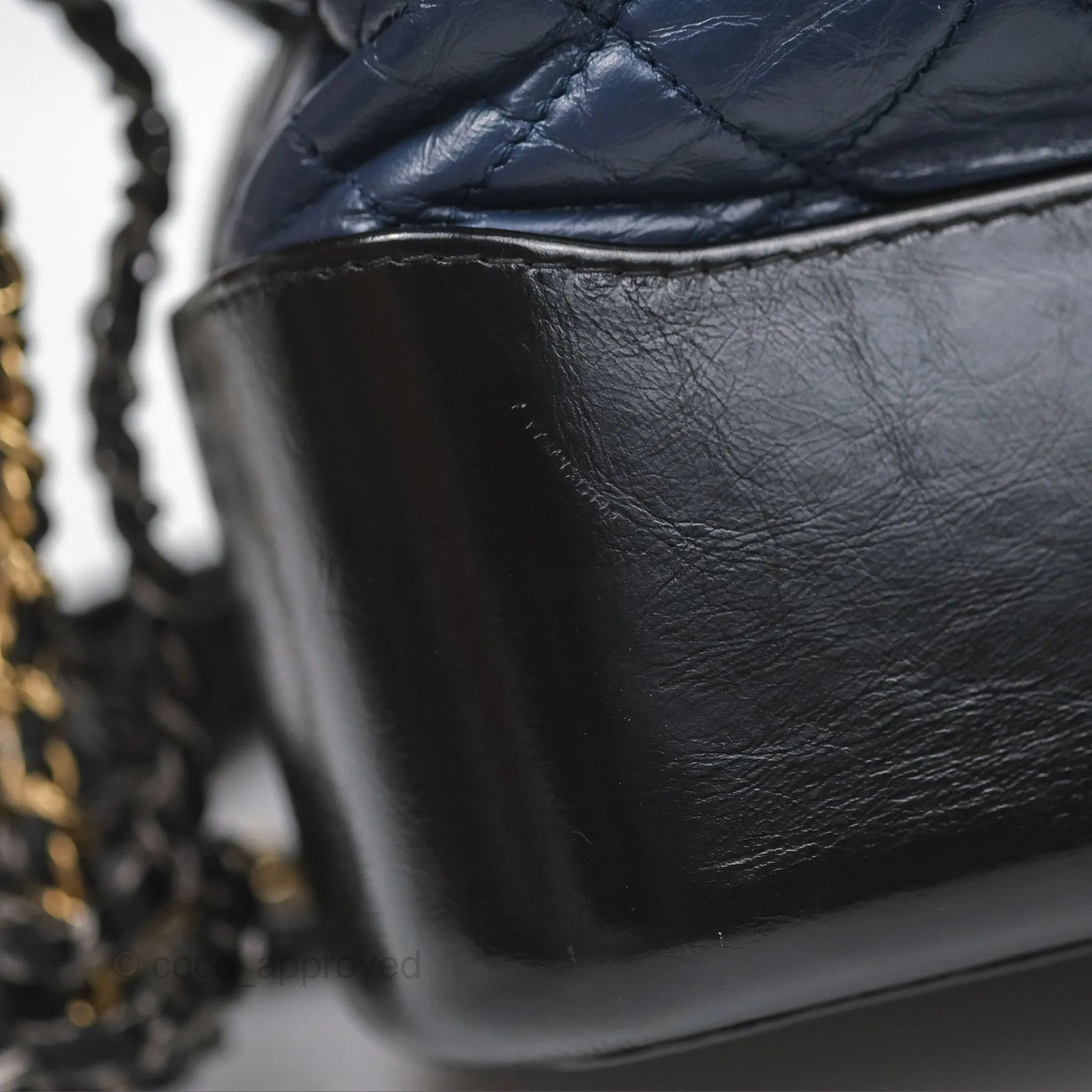 Chanel Large Gabrielle Hobo Navy Black Aged Calfskin Mixed Hardware