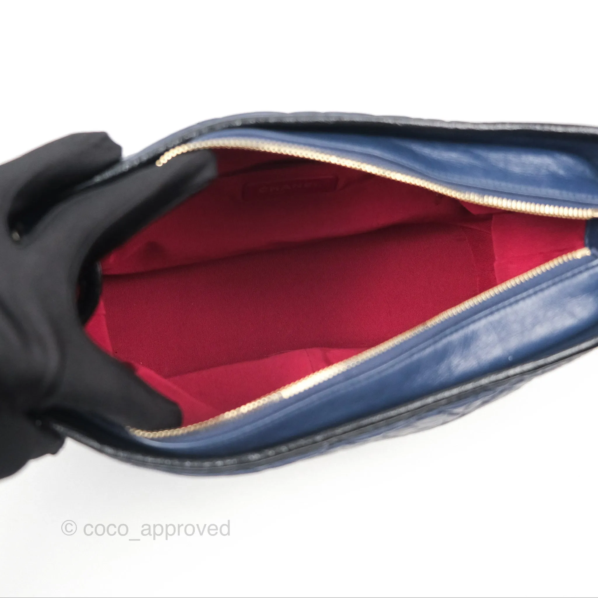 Chanel Large Gabrielle Hobo Navy Black Aged Calfskin Mixed Hardware