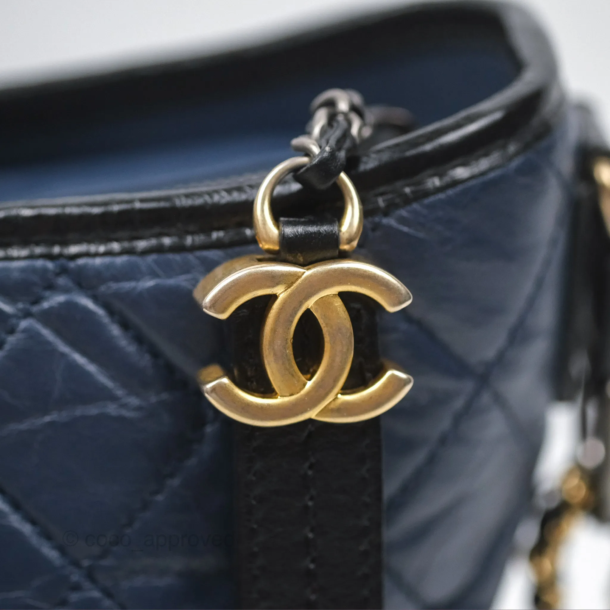 Chanel Large Gabrielle Hobo Navy Black Aged Calfskin Mixed Hardware