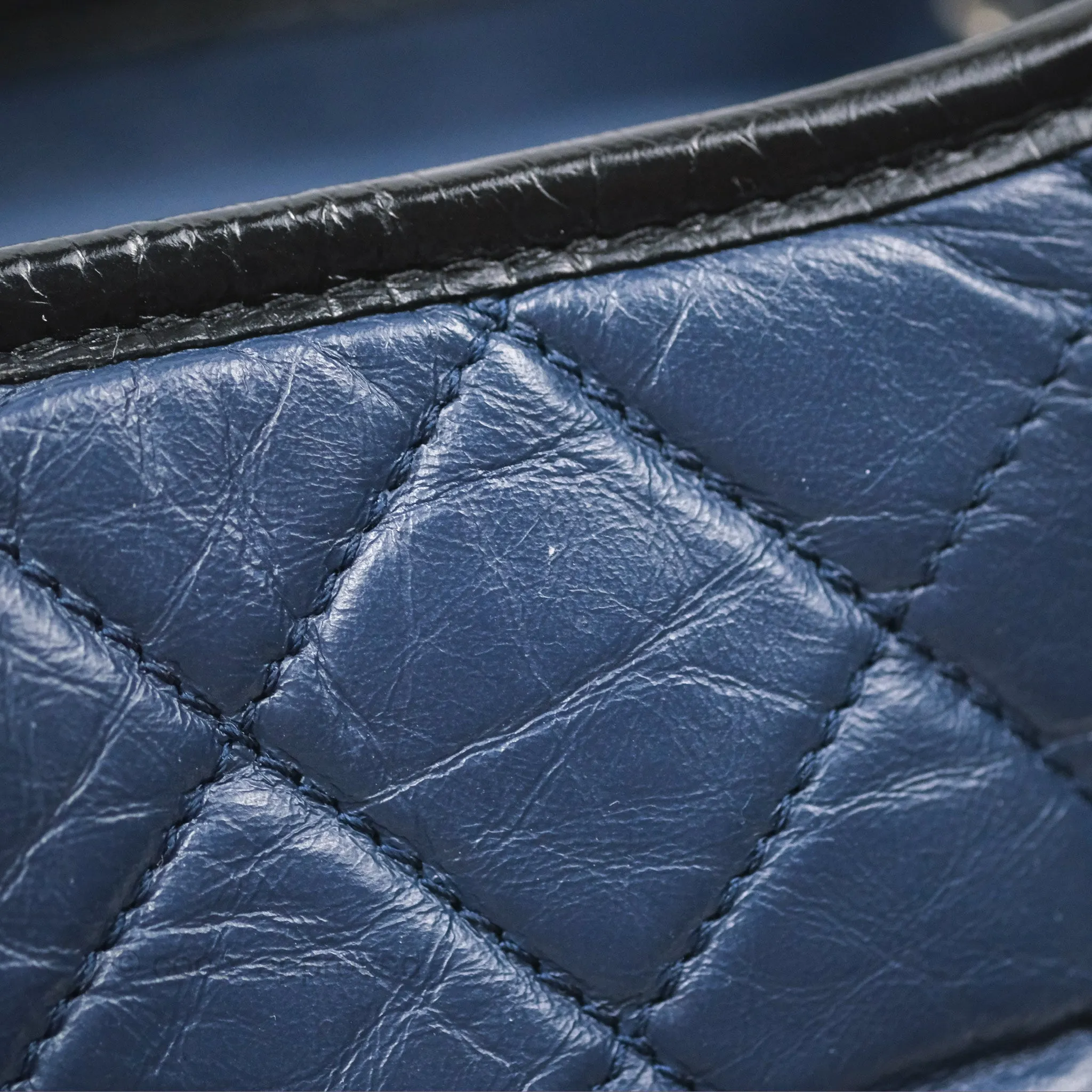 Chanel Large Gabrielle Hobo Navy Black Aged Calfskin Mixed Hardware