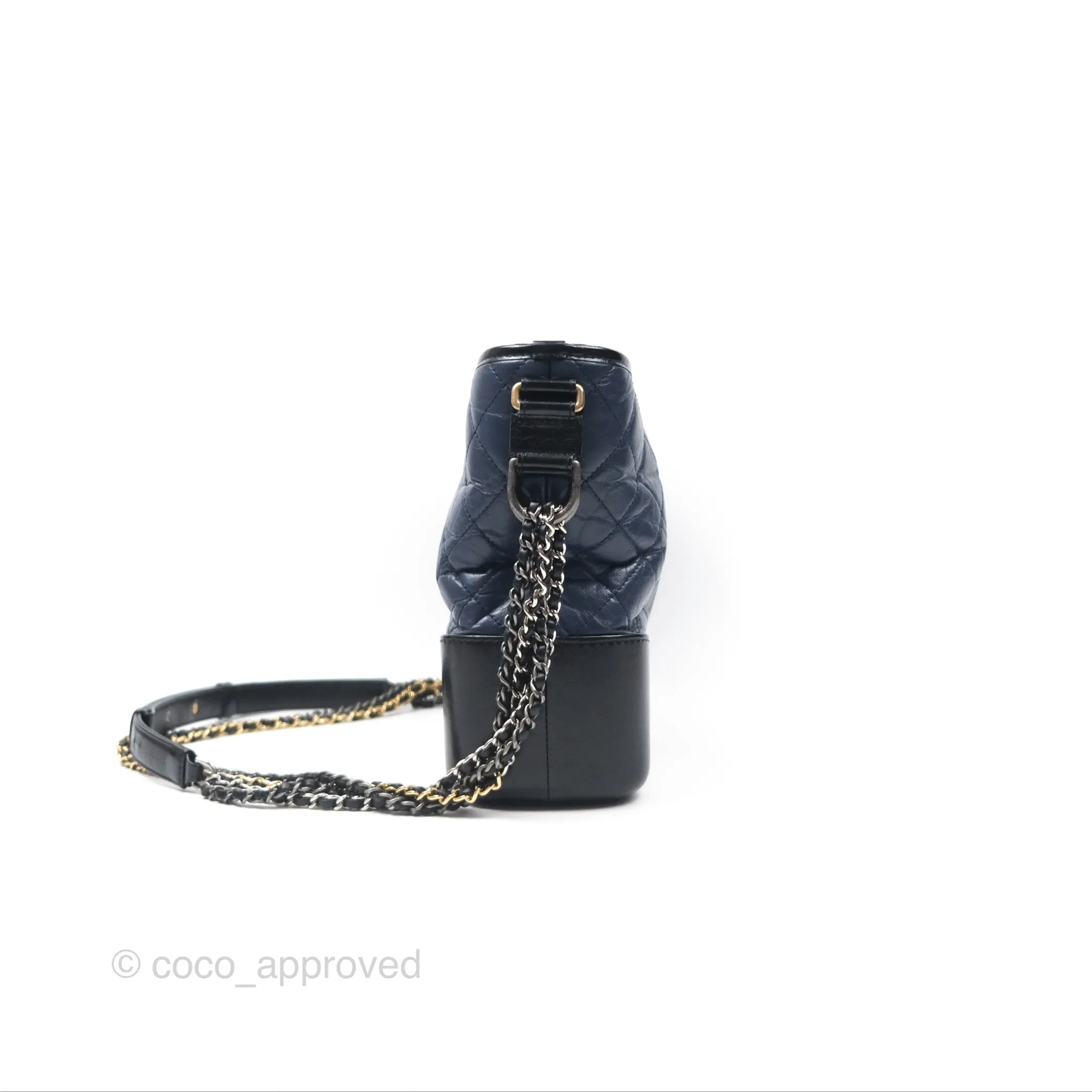 Chanel Large Gabrielle Hobo Navy Black Aged Calfskin Mixed Hardware