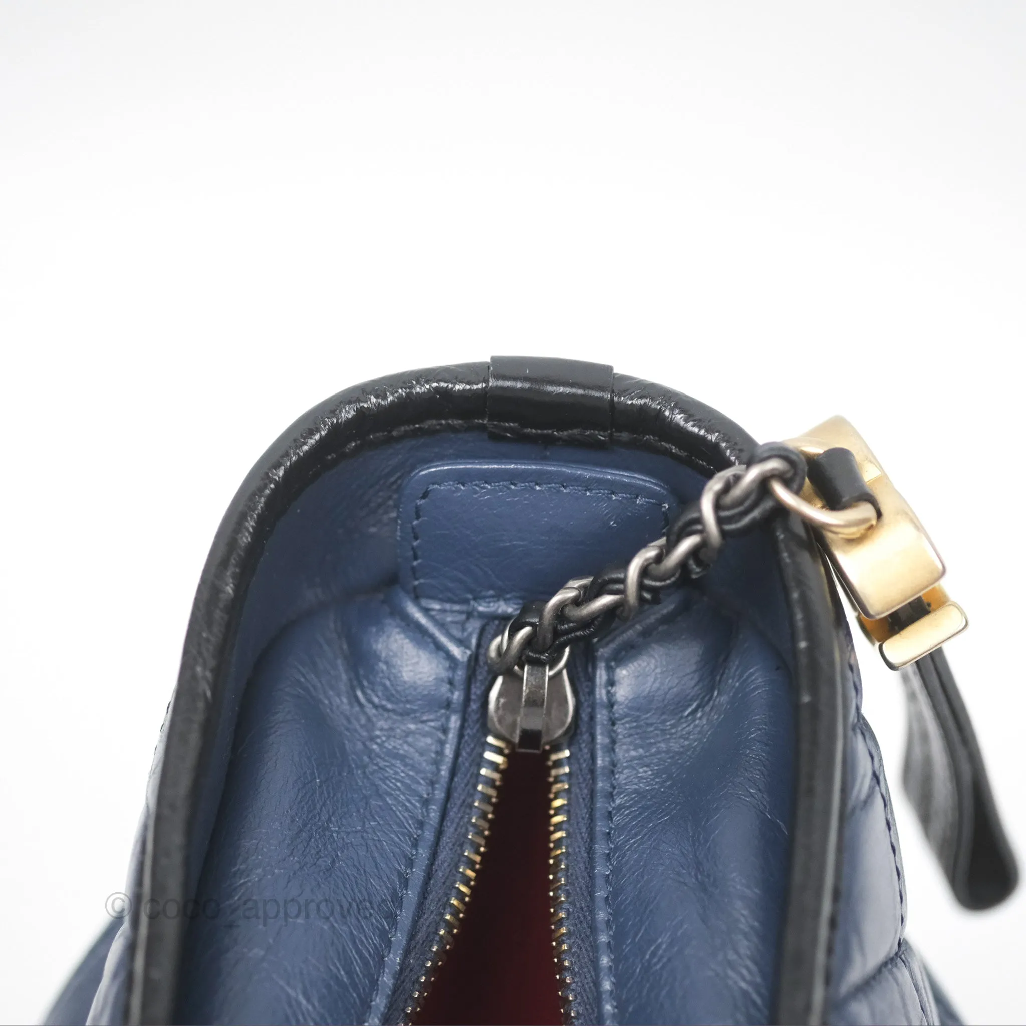 Chanel Large Gabrielle Hobo Navy Black Aged Calfskin Mixed Hardware