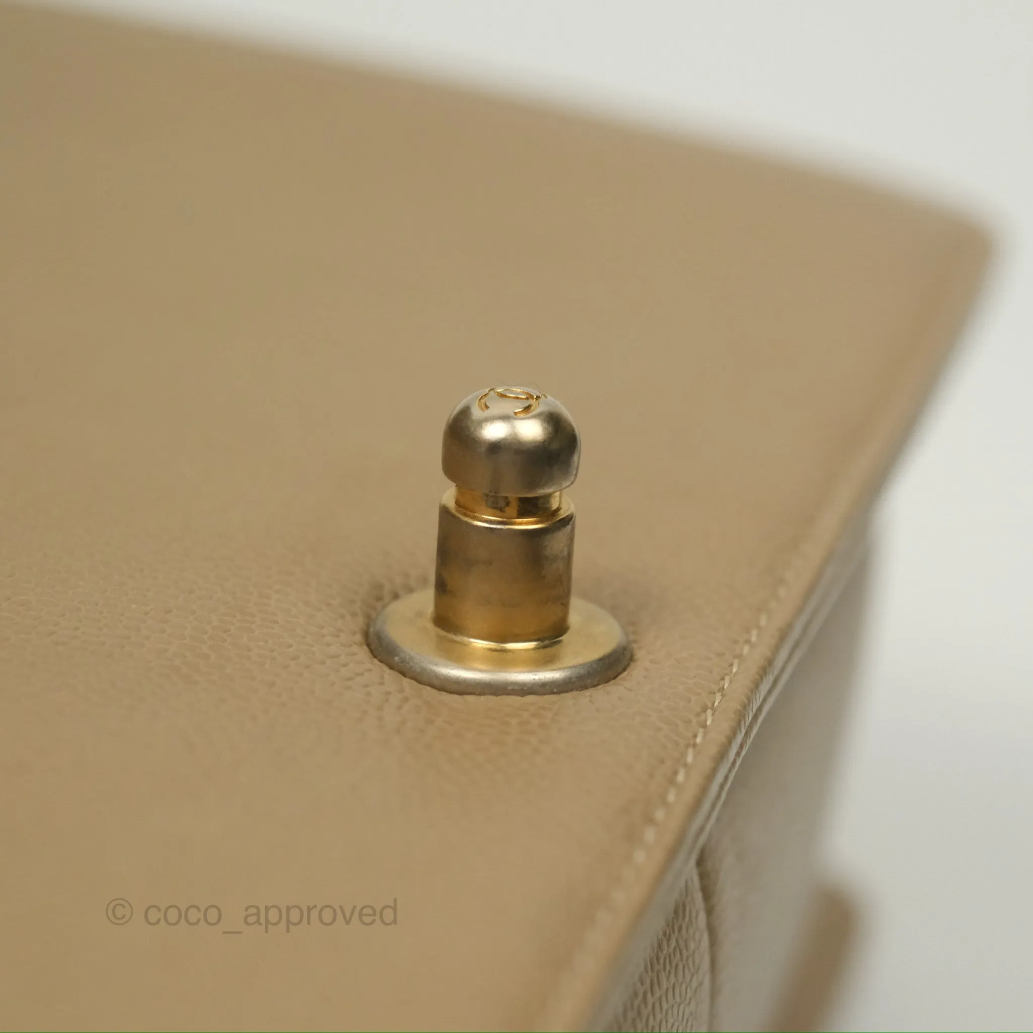 Chanel Medium Boy Chevron Beige Caviar Aged Gold Hardware