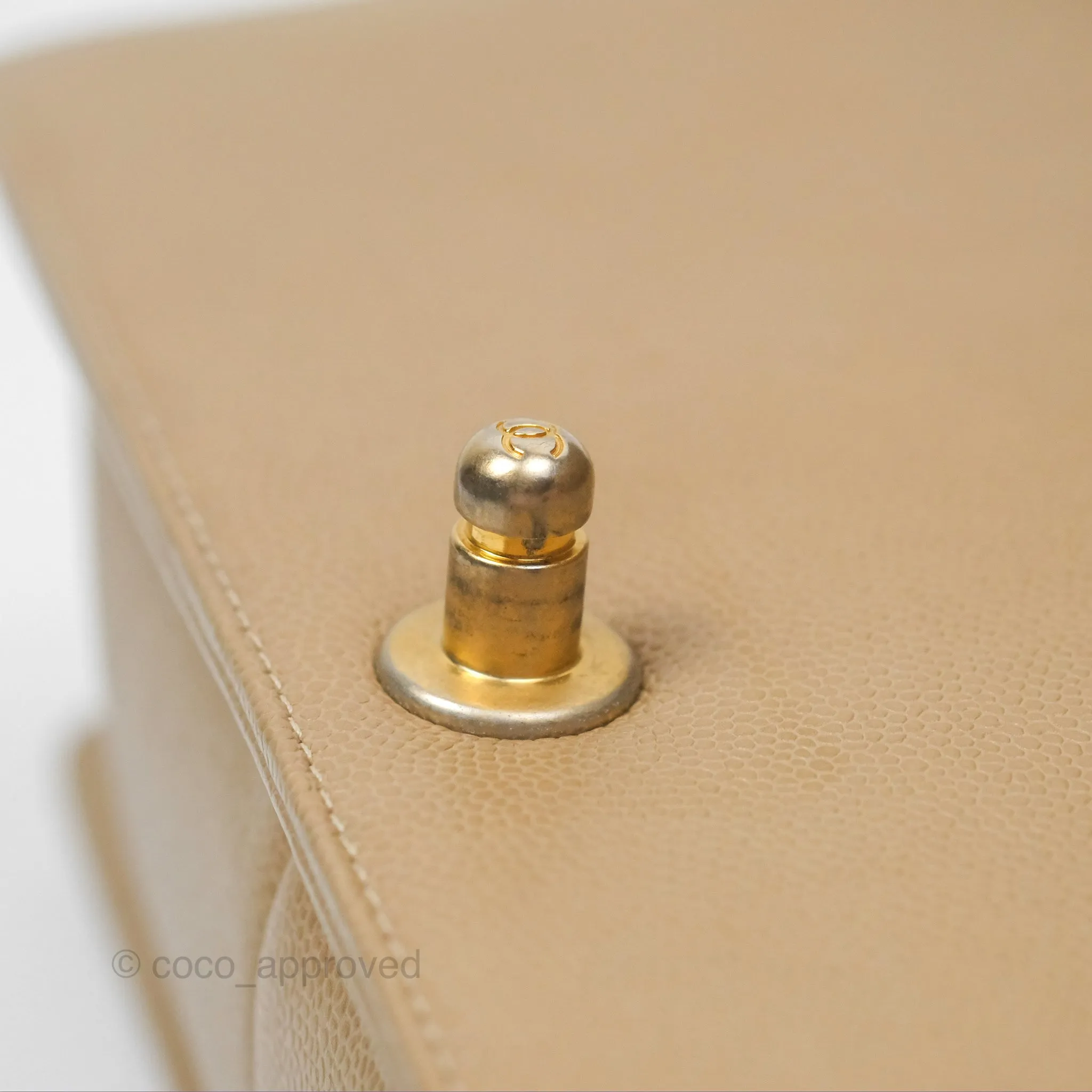 Chanel Medium Boy Chevron Beige Caviar Aged Gold Hardware