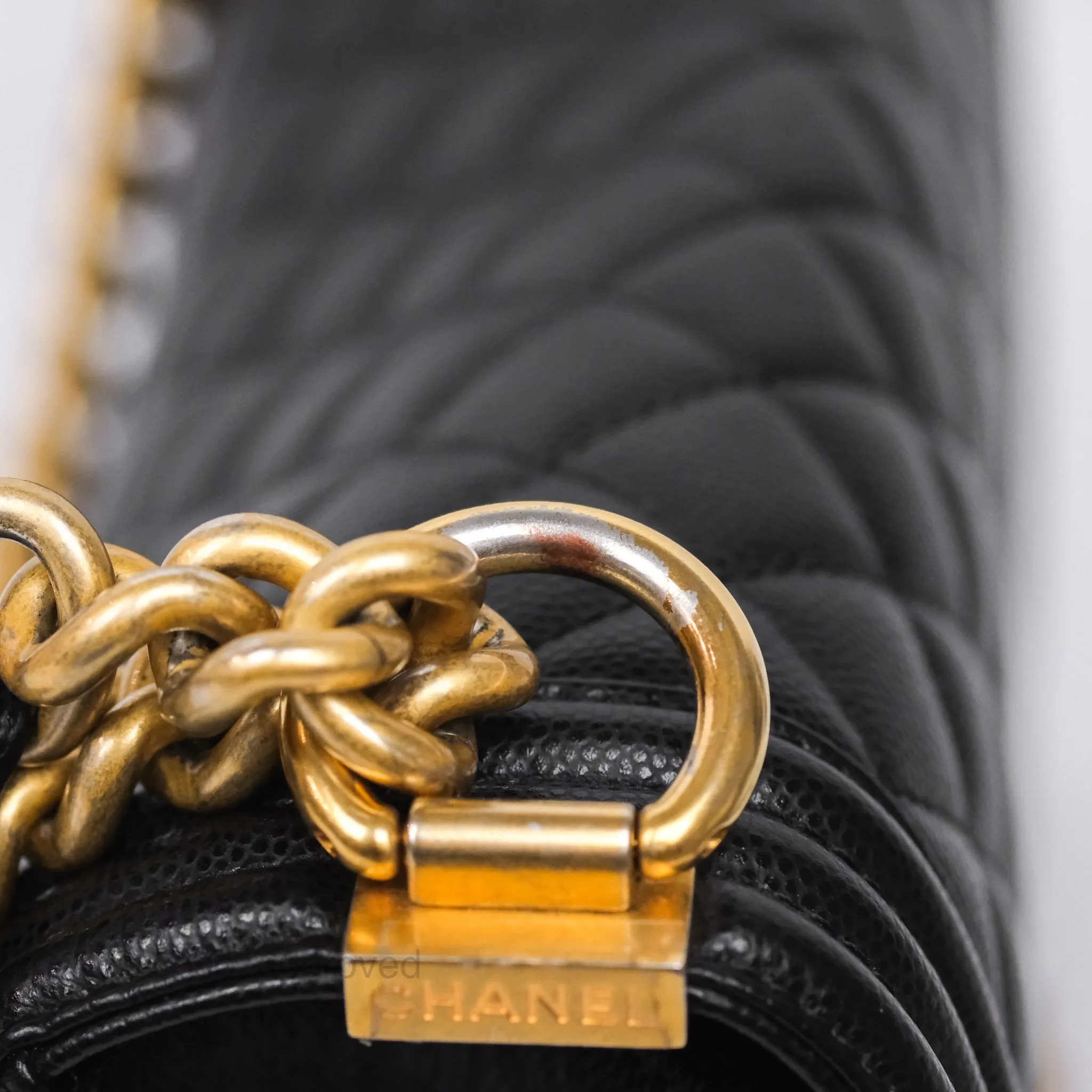 Chanel Medium Boy Quilted Black Caviar Aged Gold Hardware
