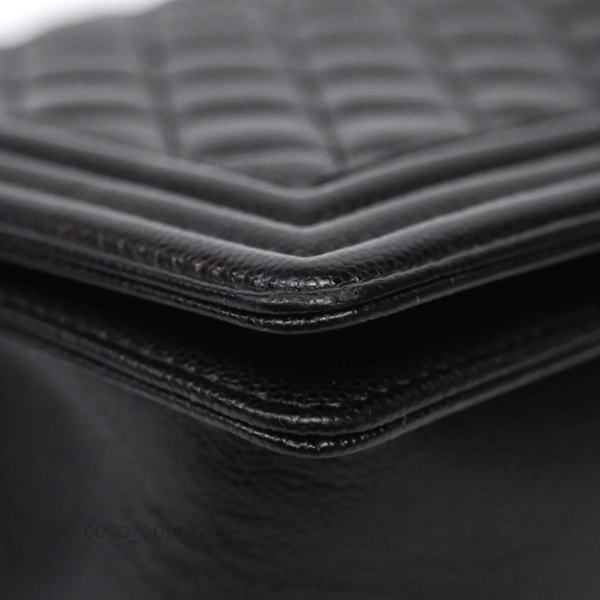 Chanel Medium Boy Quilted Black Caviar Aged Gold Hardware