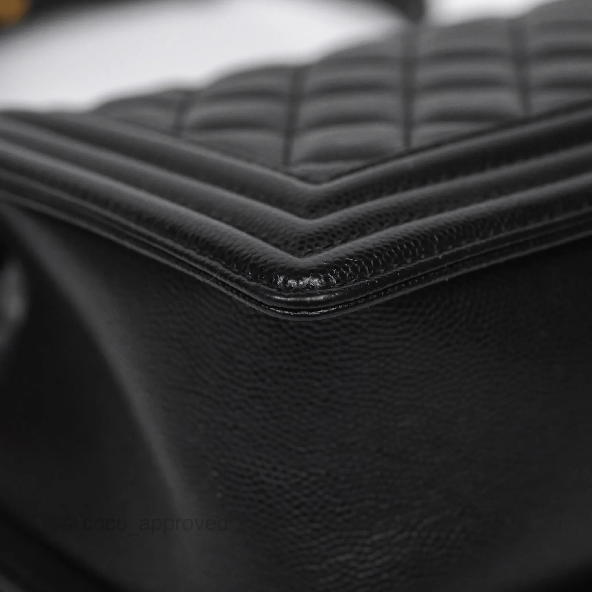 Chanel Medium Boy Quilted Black Caviar Aged Gold Hardware