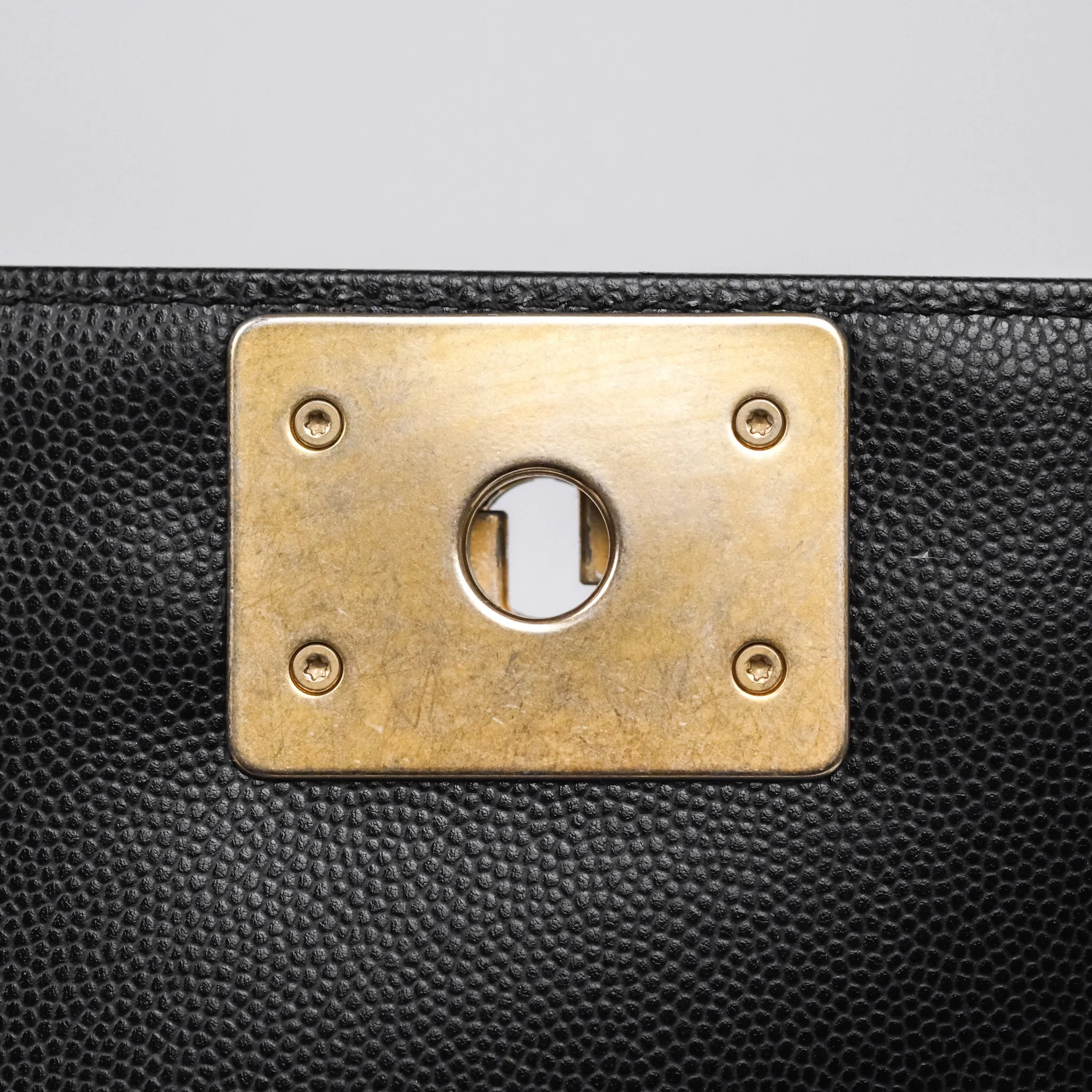 Chanel Medium Boy Quilted Black Caviar Aged Gold Hardware