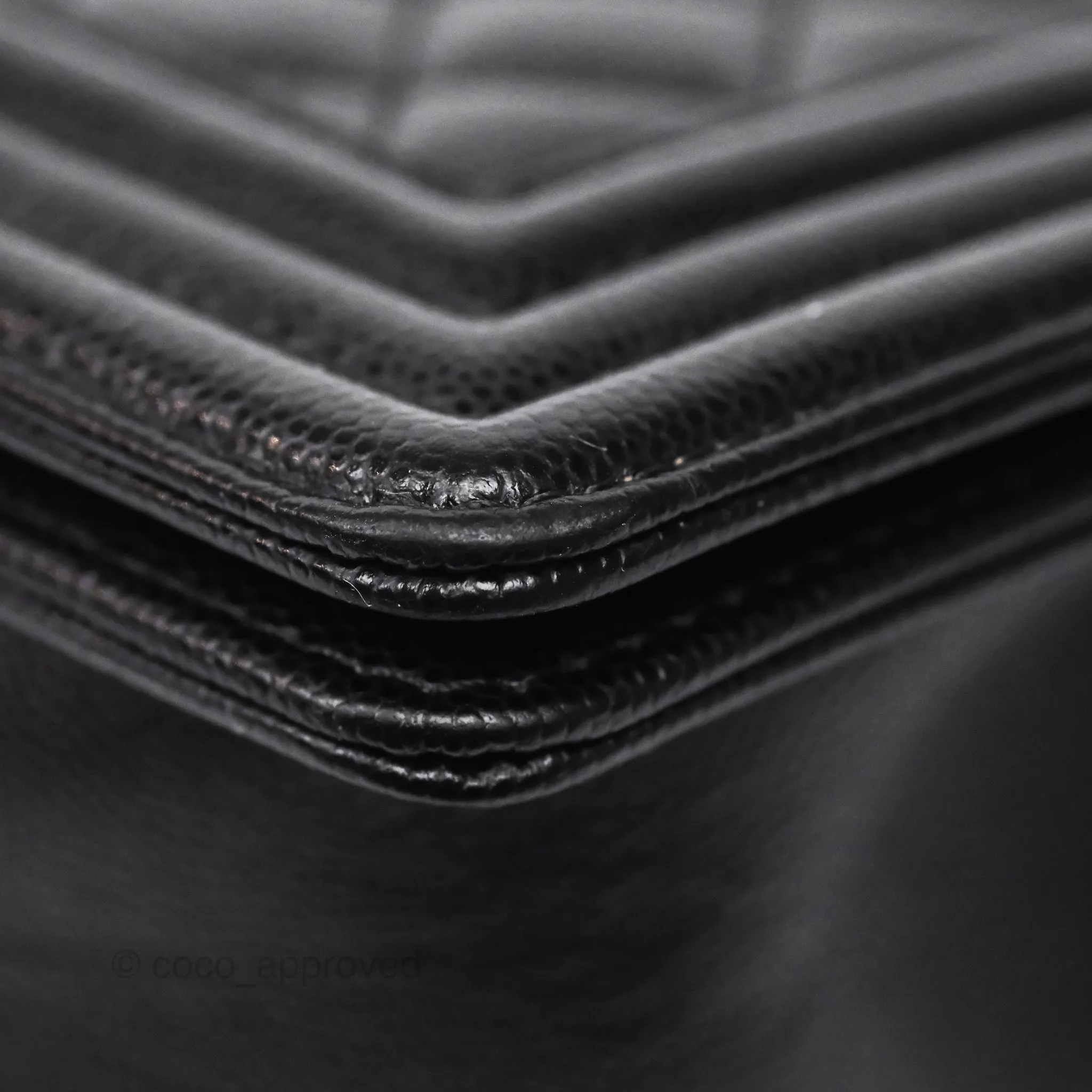 Chanel Medium Boy Quilted Black Caviar Aged Gold Hardware