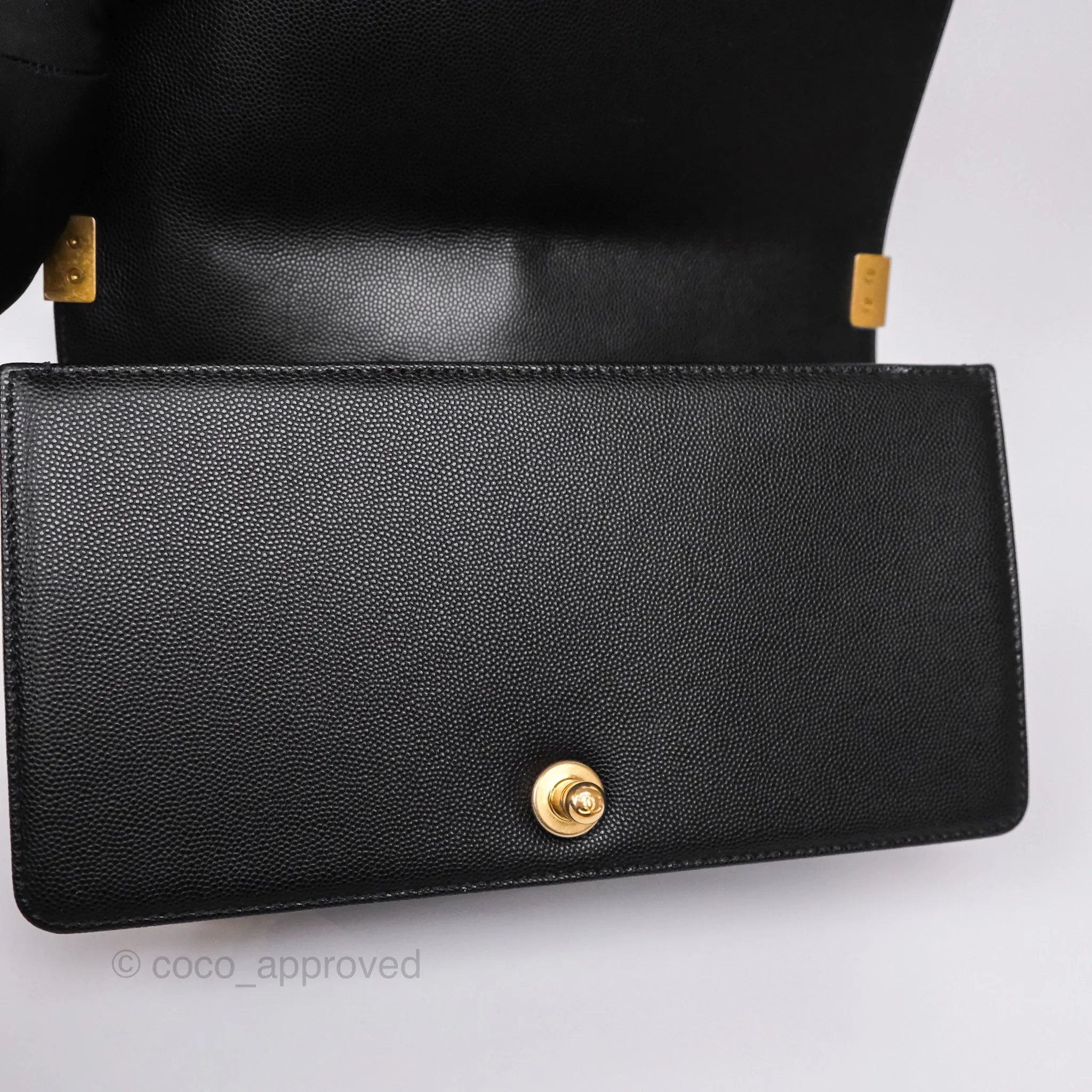 Chanel Medium Boy Quilted Black Caviar Aged Gold Hardware