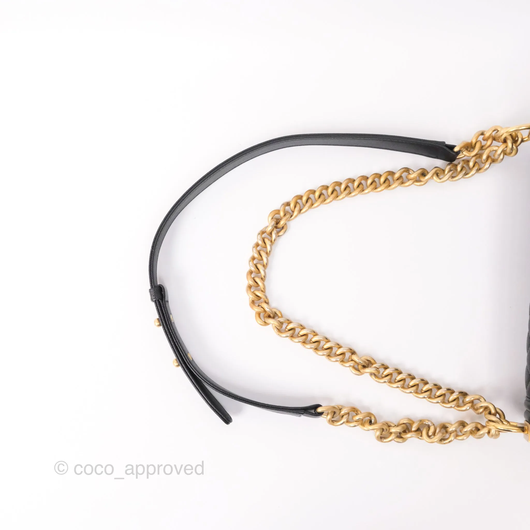 Chanel Medium Boy Quilted Black Caviar Aged Gold Hardware