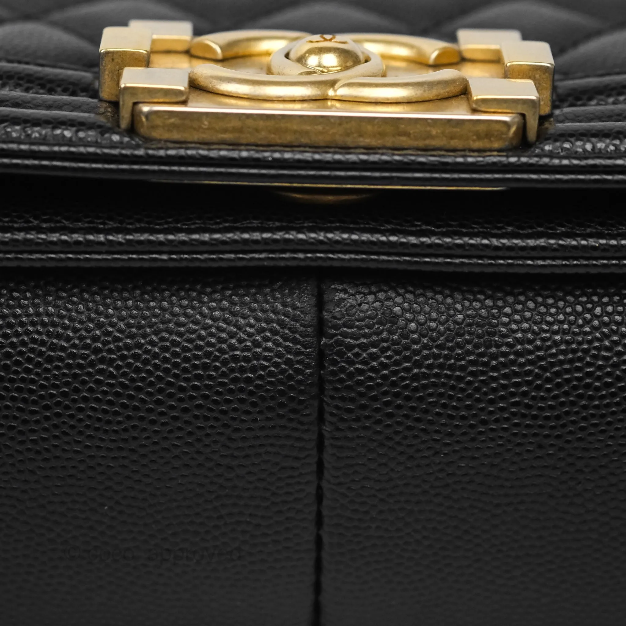 Chanel Medium Boy Quilted Black Caviar Aged Gold Hardware