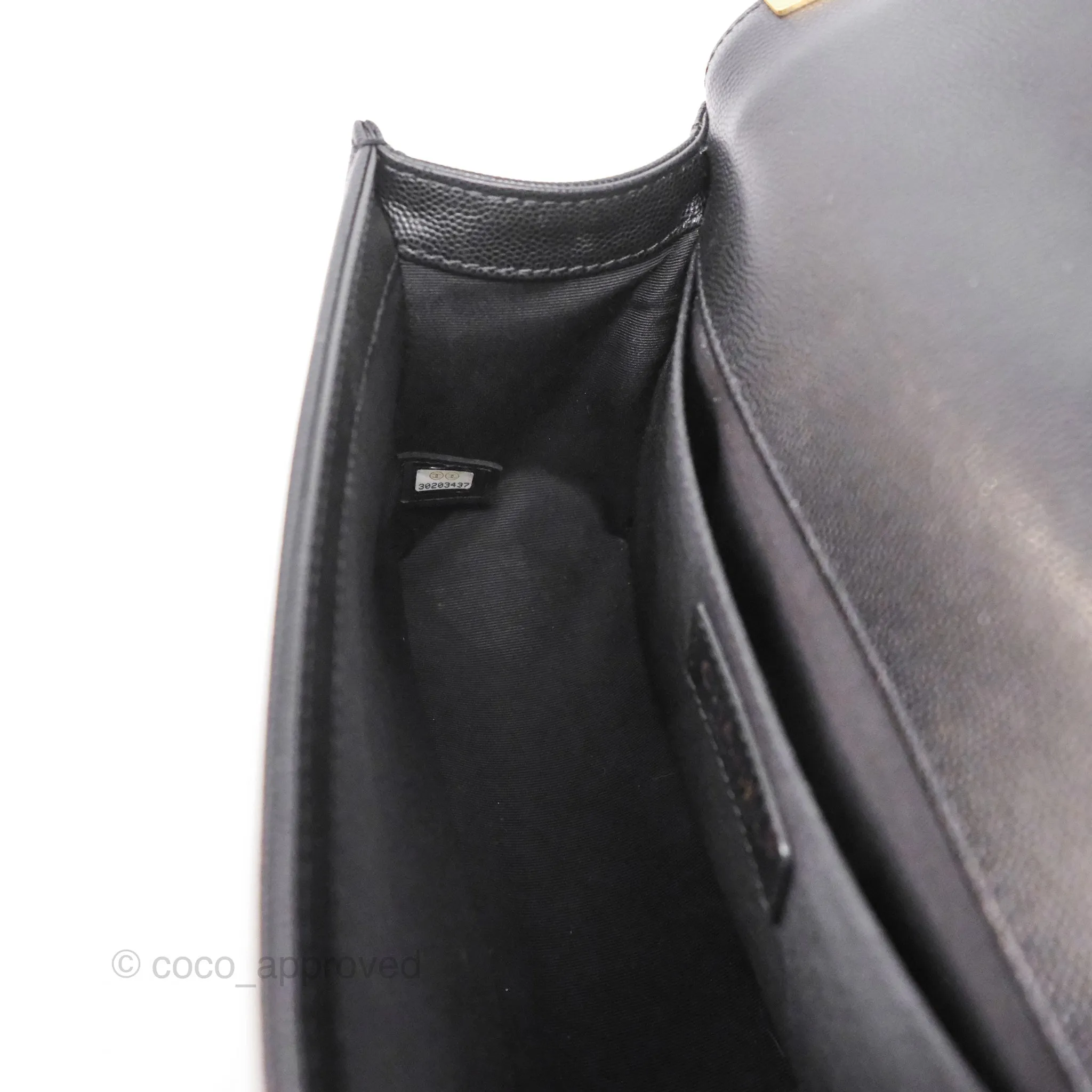 Chanel Medium Boy Quilted Black Caviar Aged Gold Hardware
