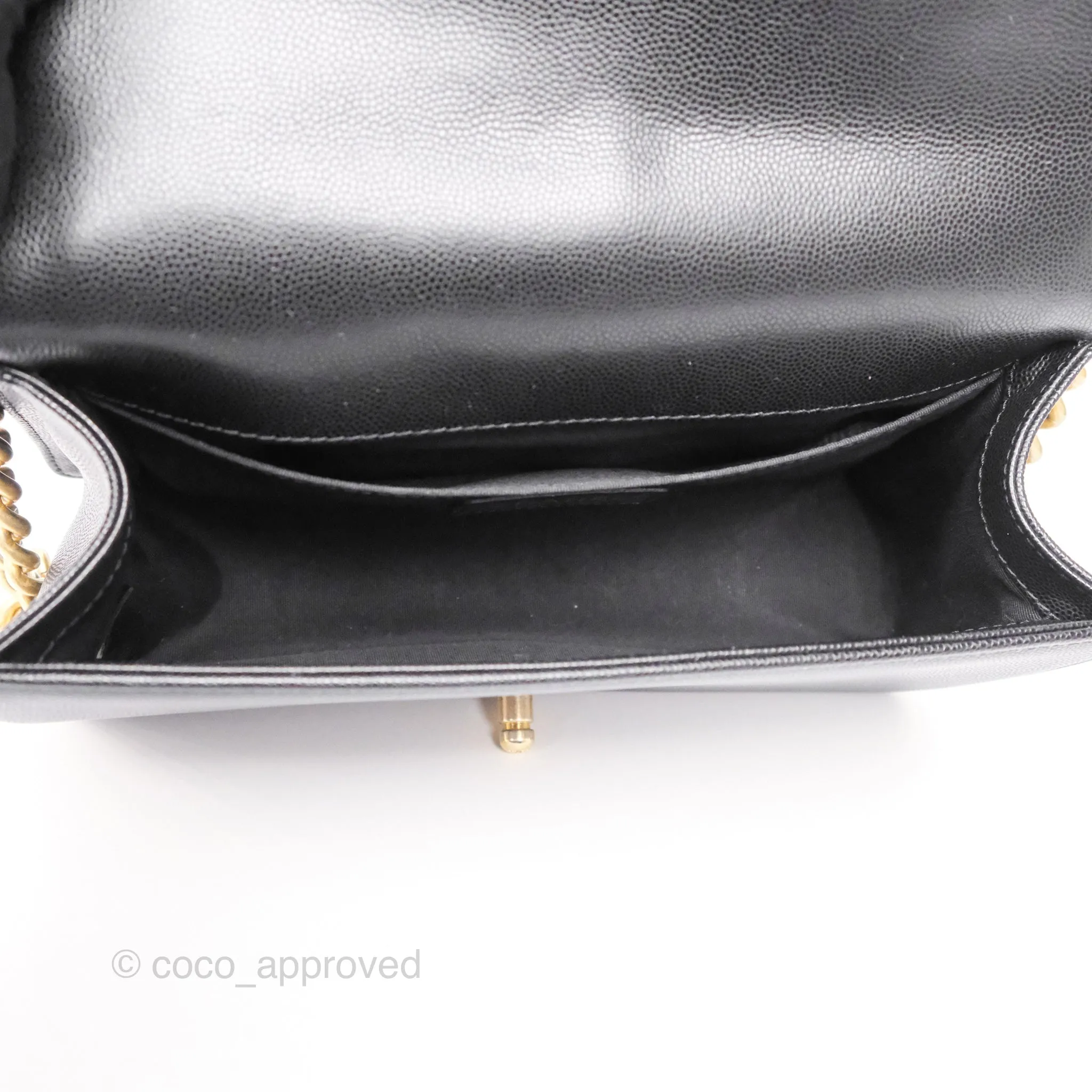 Chanel Medium Boy Quilted Black Caviar Aged Gold Hardware
