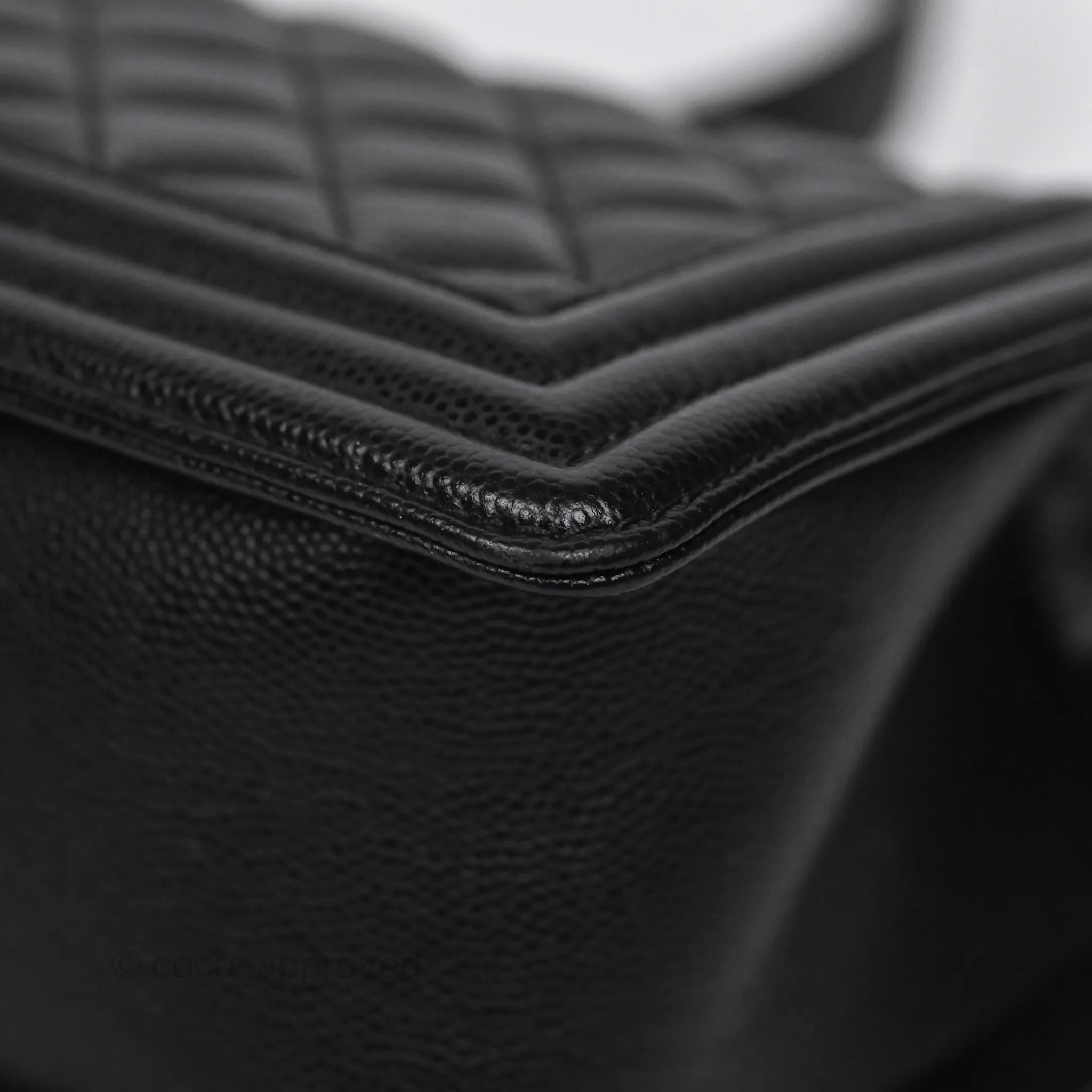 Chanel Medium Boy Quilted Black Caviar Aged Gold Hardware