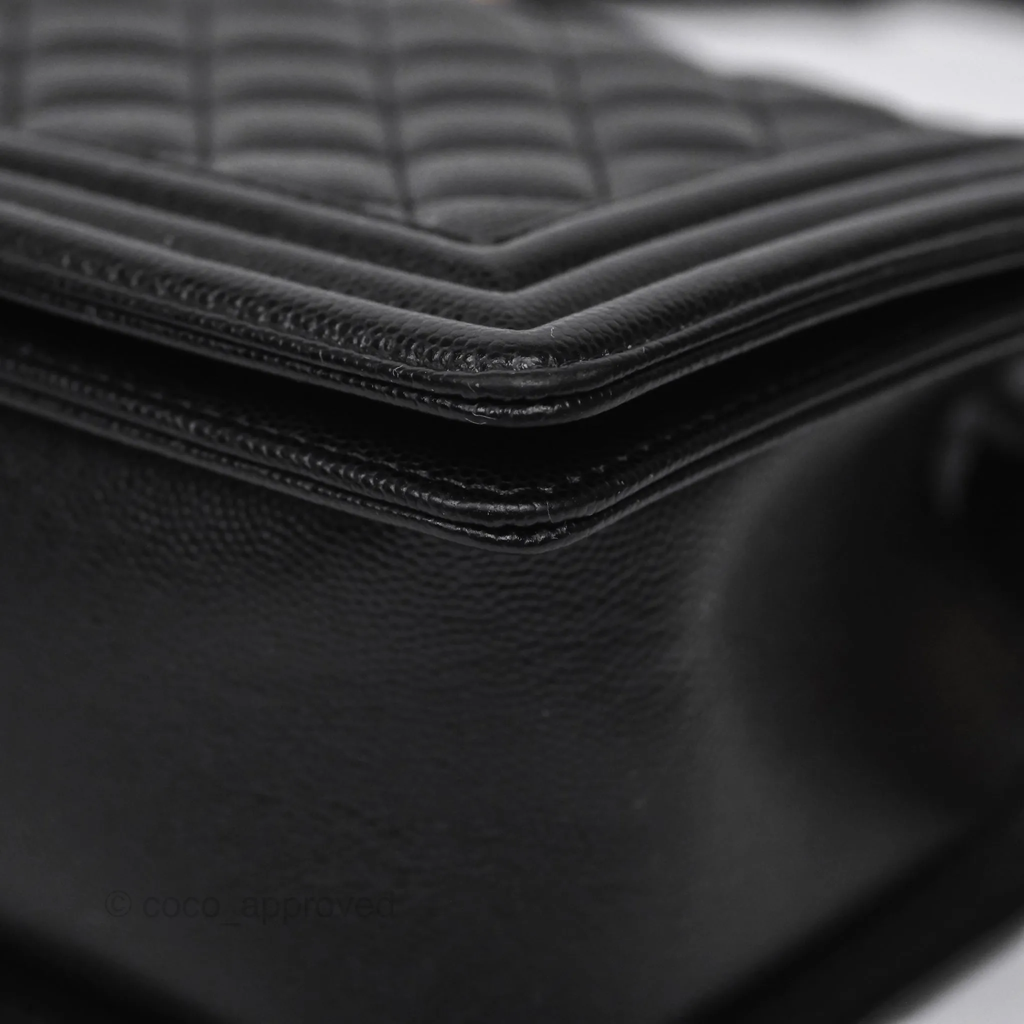 Chanel Medium Boy Quilted Black Caviar Aged Gold Hardware