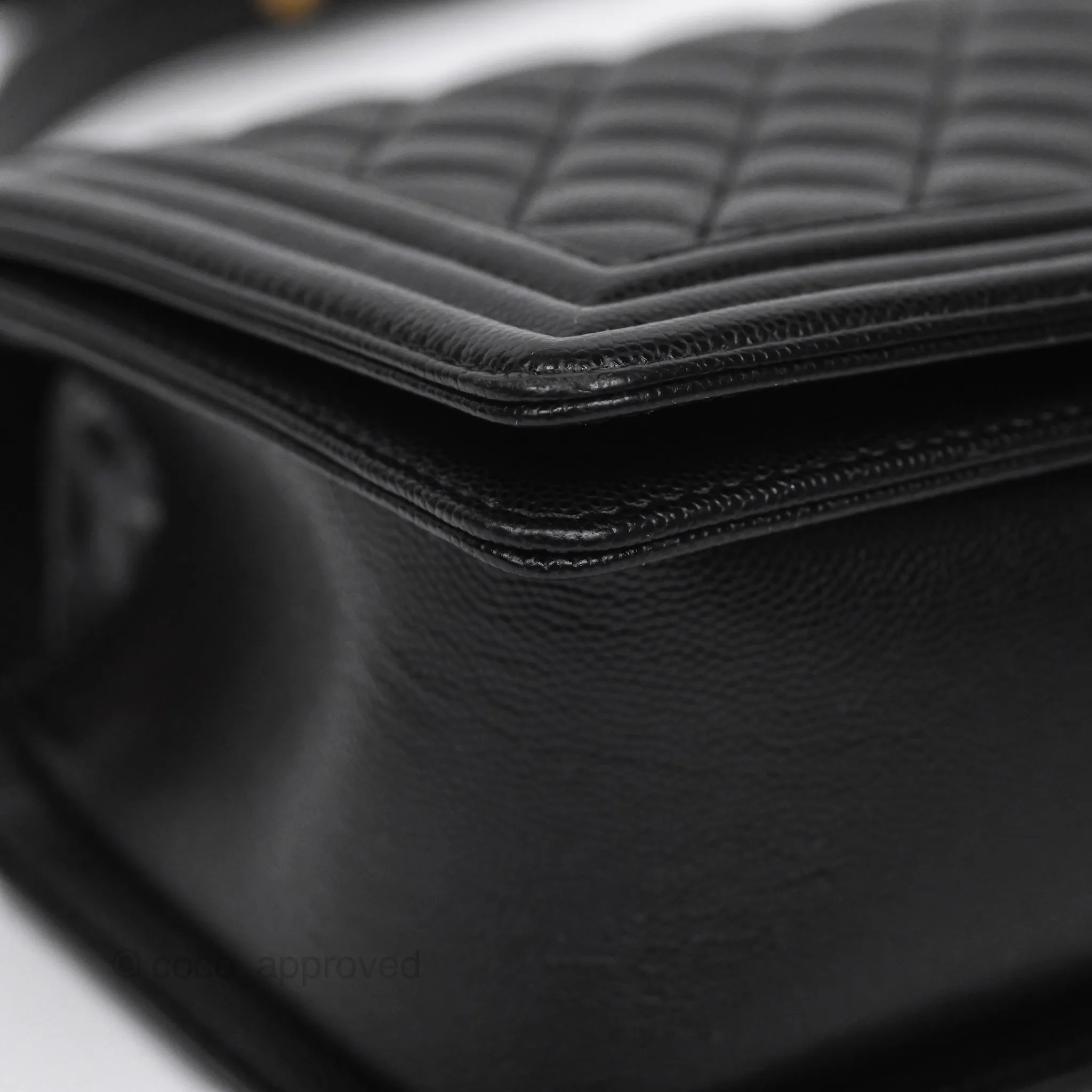 Chanel Medium Boy Quilted Black Caviar Aged Gold Hardware