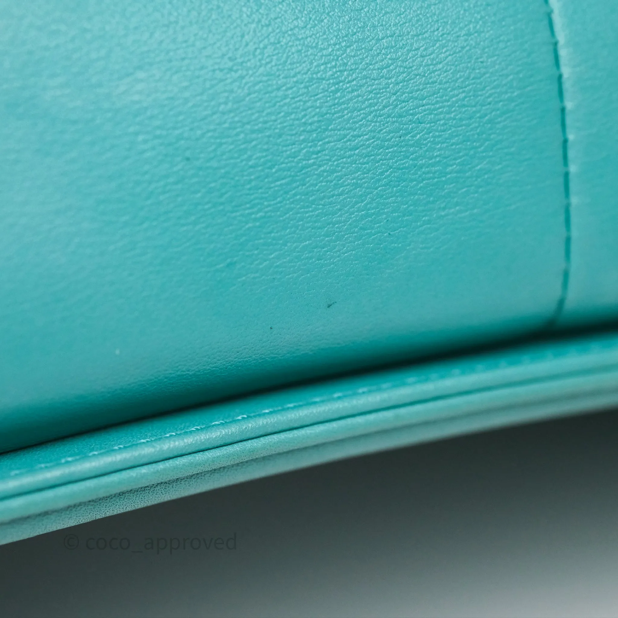 Chanel Medium Boy Quilted Turquoise Calfskin Aged Gold Hardware