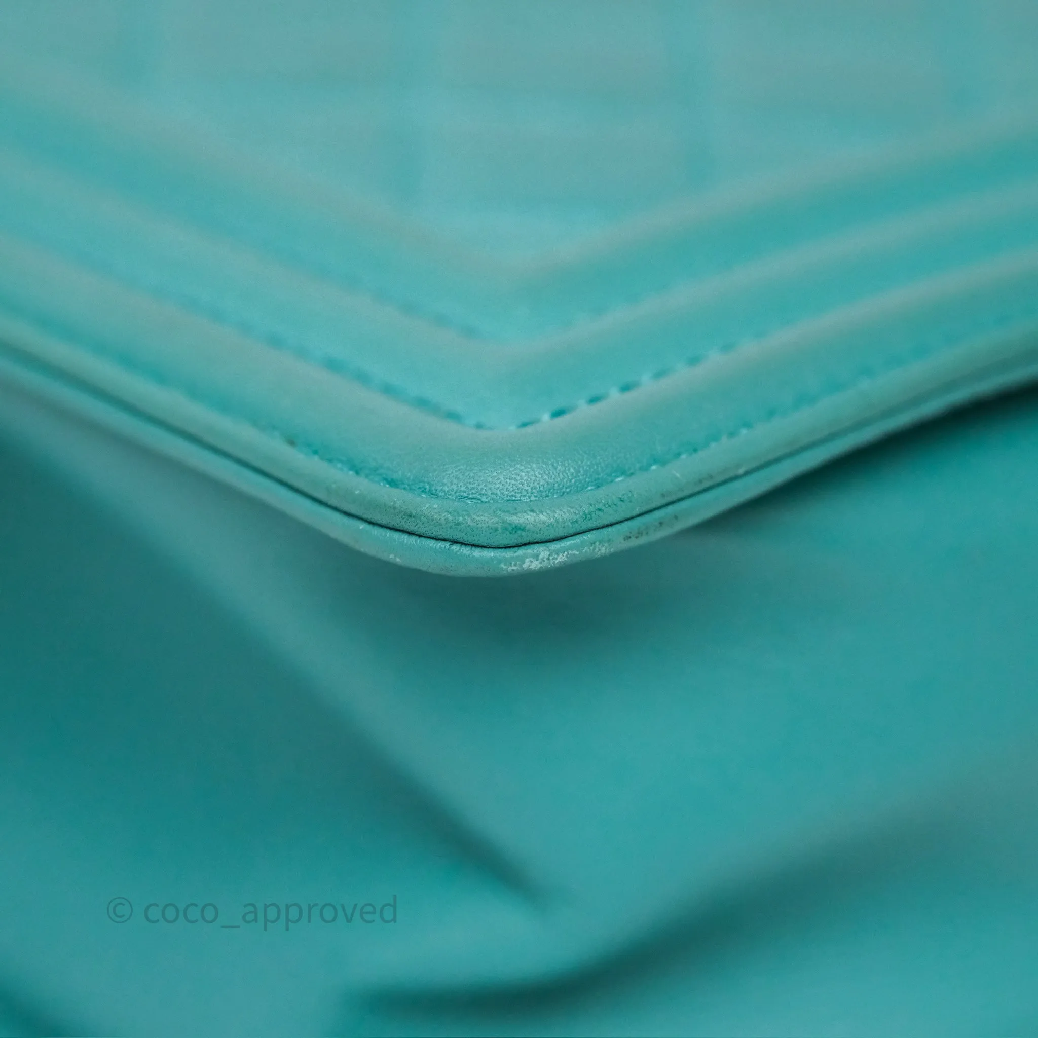 Chanel Medium Boy Quilted Turquoise Calfskin Aged Gold Hardware