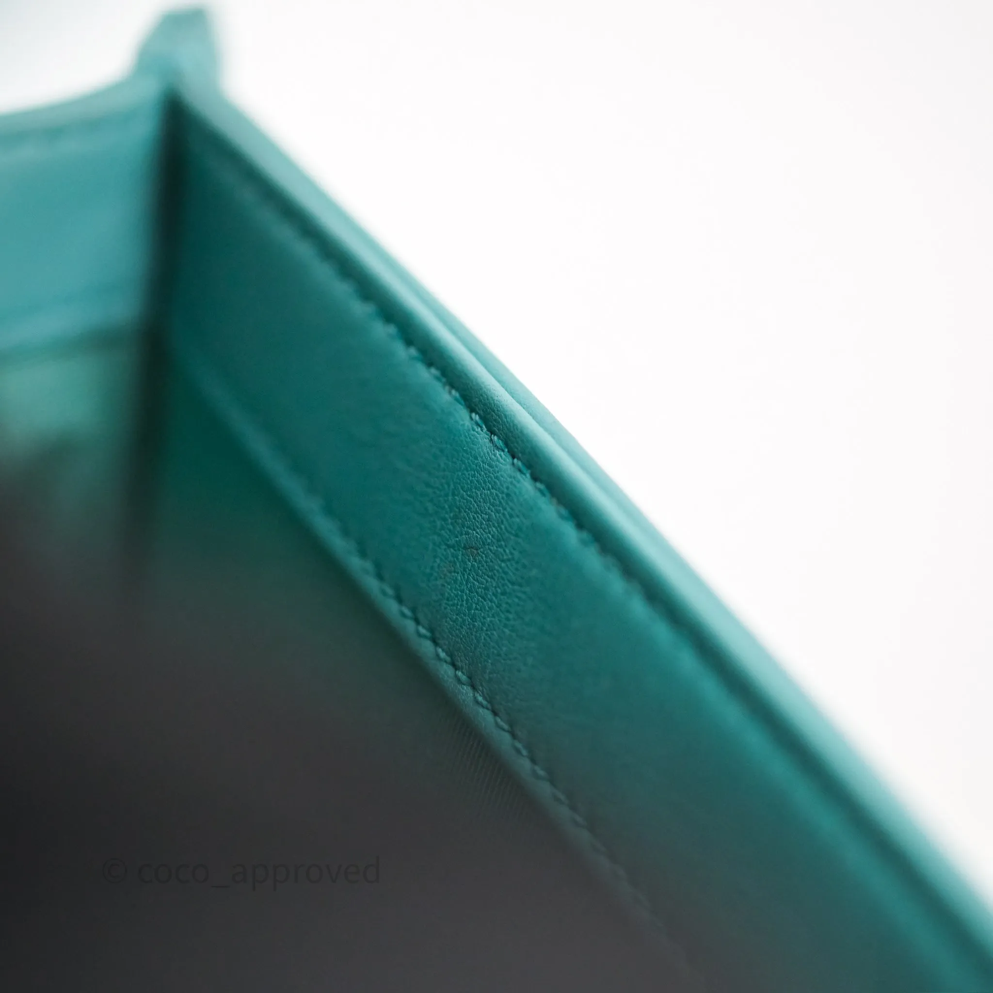 Chanel Medium Boy Quilted Turquoise Calfskin Aged Gold Hardware