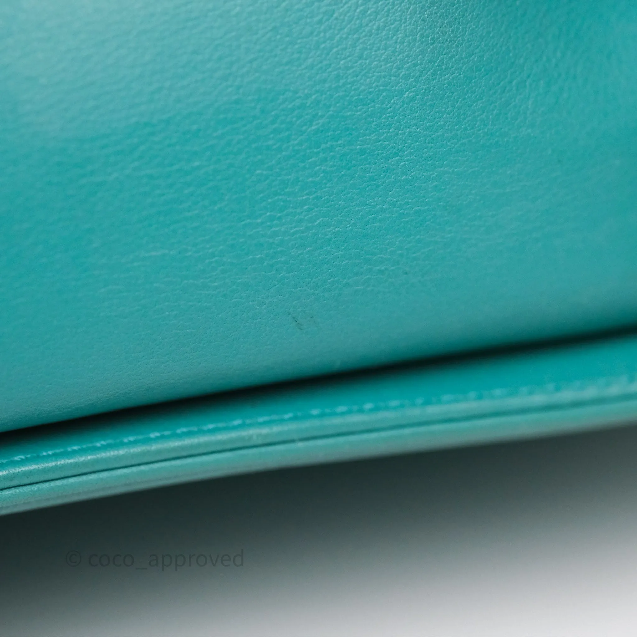 Chanel Medium Boy Quilted Turquoise Calfskin Aged Gold Hardware