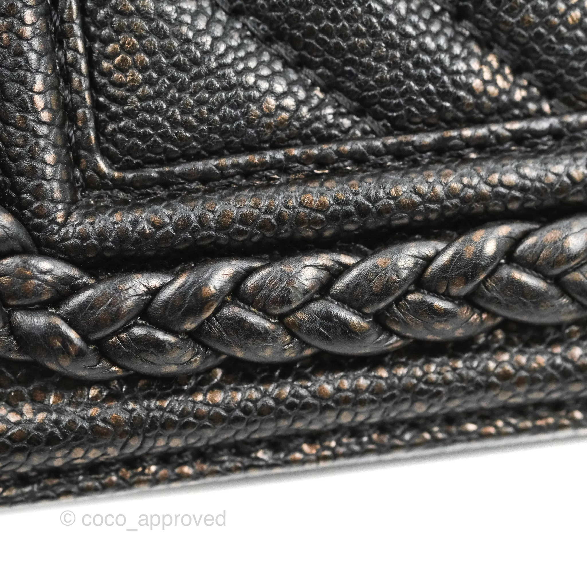 Chanel Medium Braid Around Boy Flap Patinated Caviar Chevron Black Aged Gold Hardware