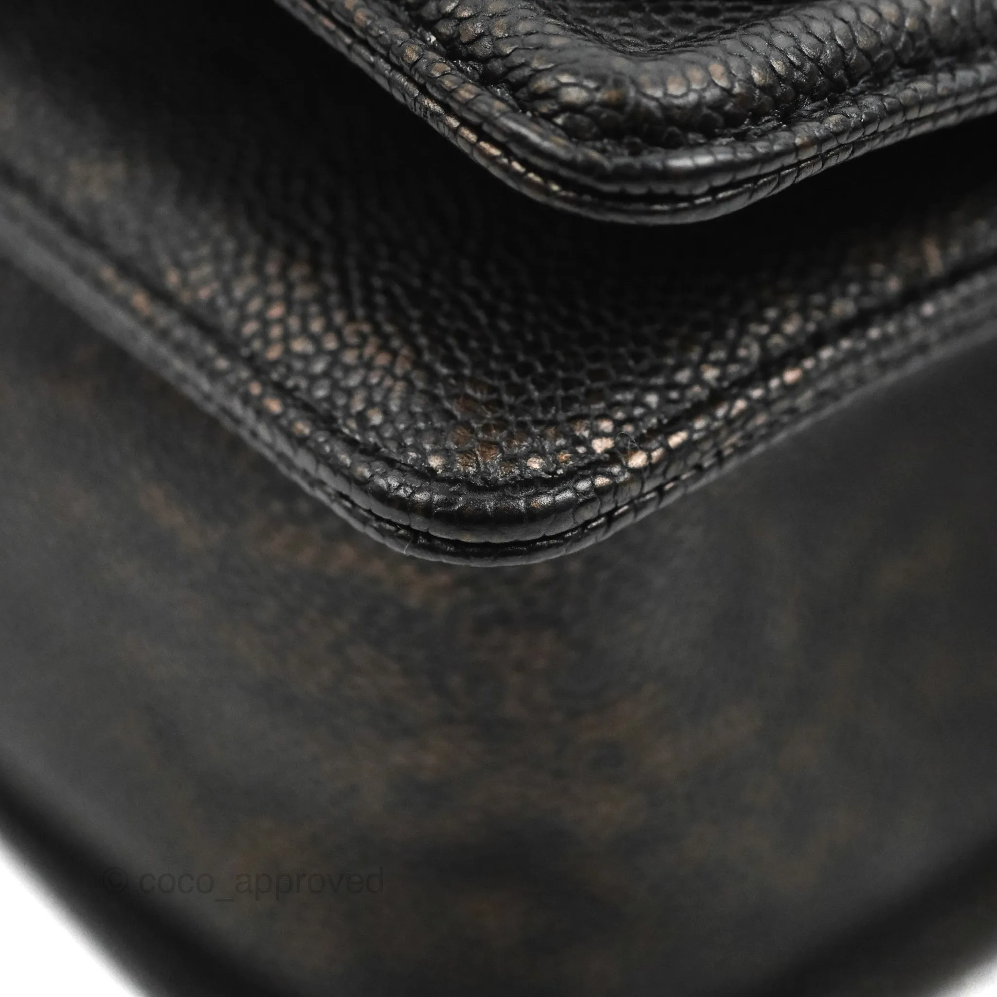 Chanel Medium Braid Around Boy Flap Patinated Caviar Chevron Black Aged Gold Hardware