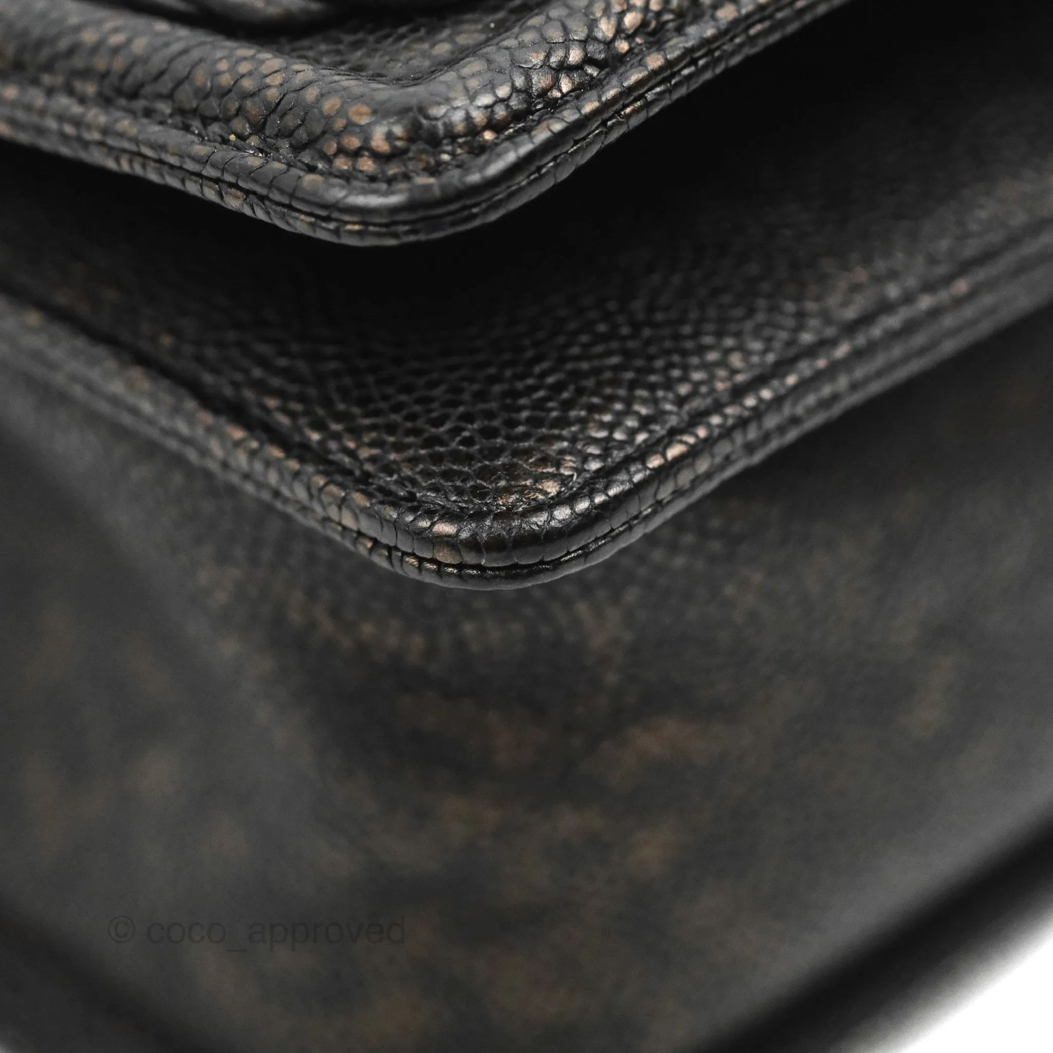 Chanel Medium Braid Around Boy Flap Patinated Caviar Chevron Black Aged Gold Hardware