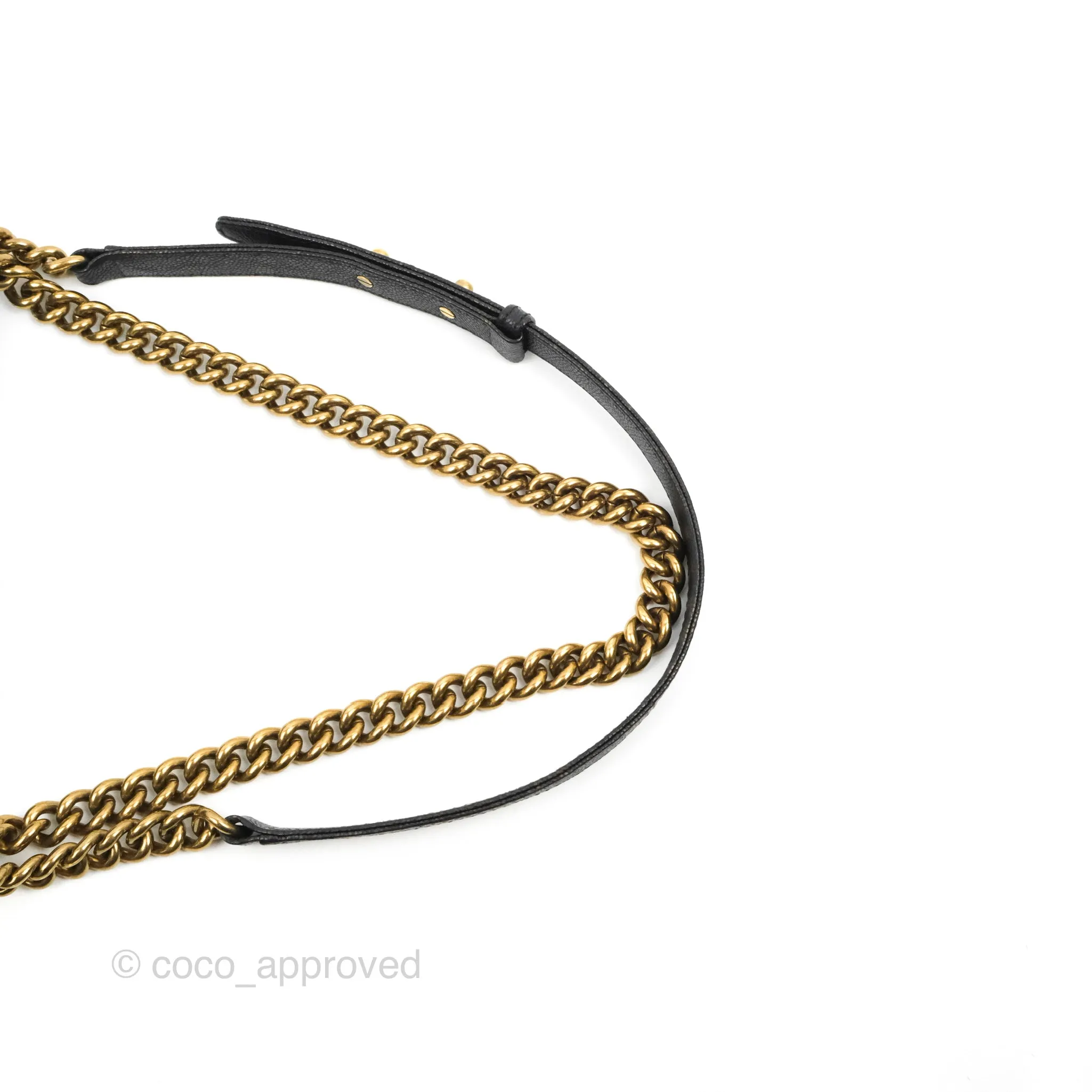 Chanel Medium Braid Around Boy Flap Patinated Caviar Chevron Black Aged Gold Hardware