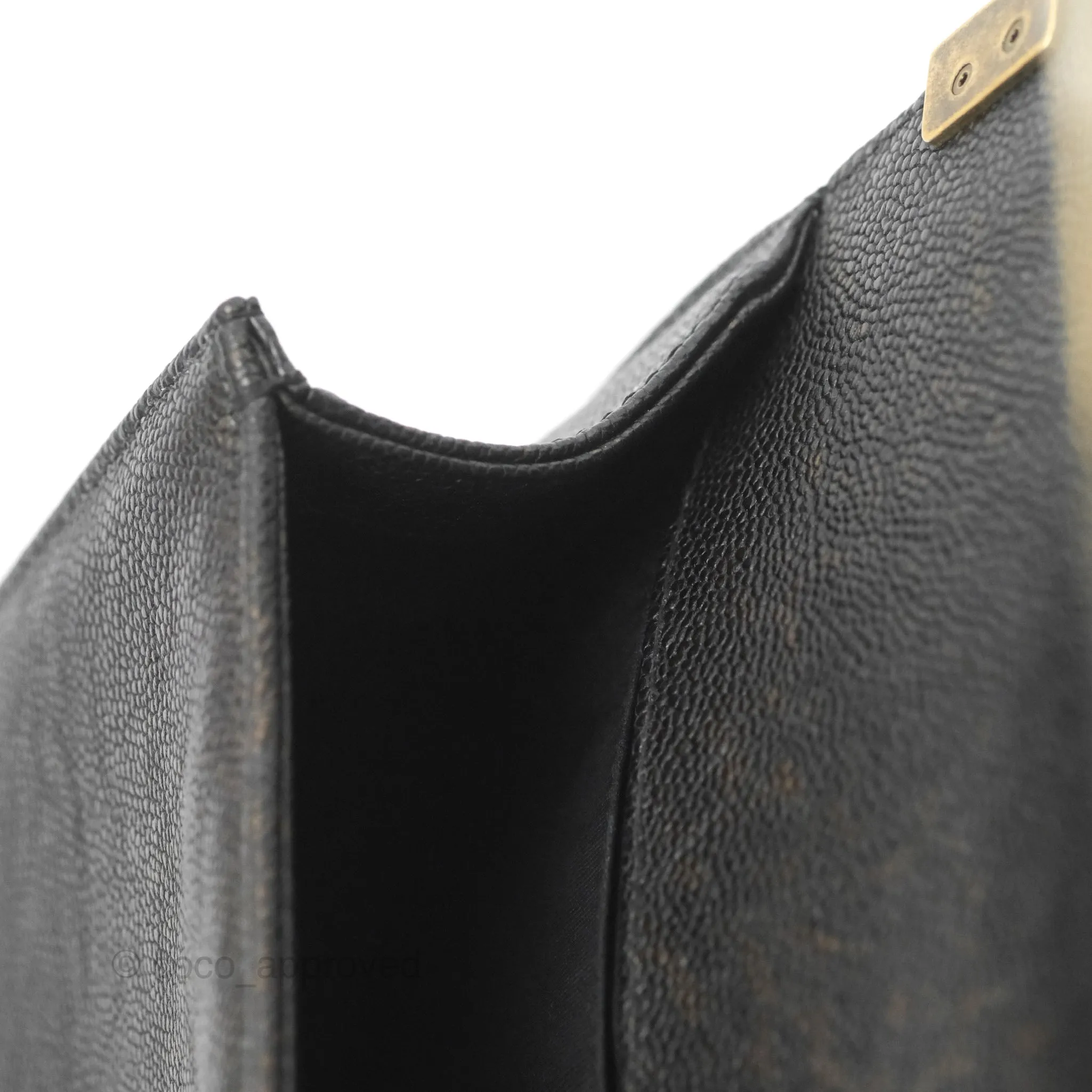 Chanel Medium Braid Around Boy Flap Patinated Caviar Chevron Black Aged Gold Hardware
