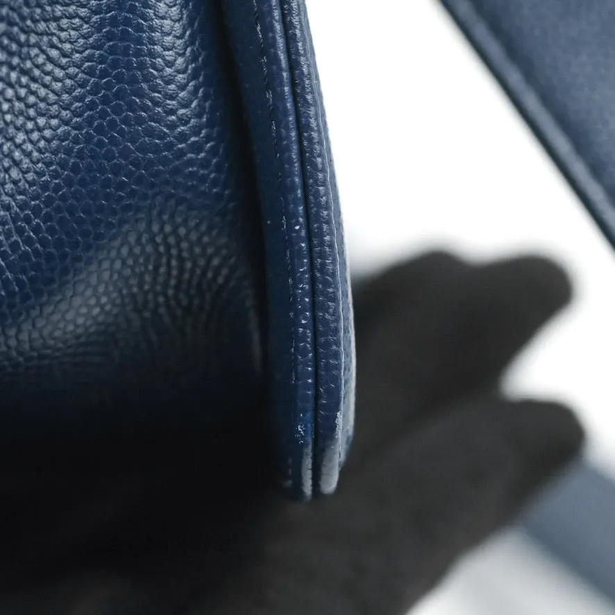 Chanel Medium Chevron Boy Navy Caviar Ruthenium Hardware