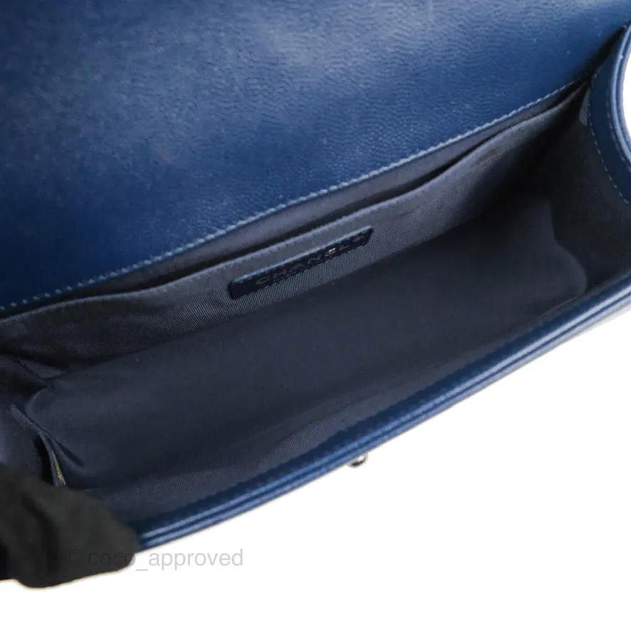 Chanel Medium Chevron Boy Navy Caviar Ruthenium Hardware
