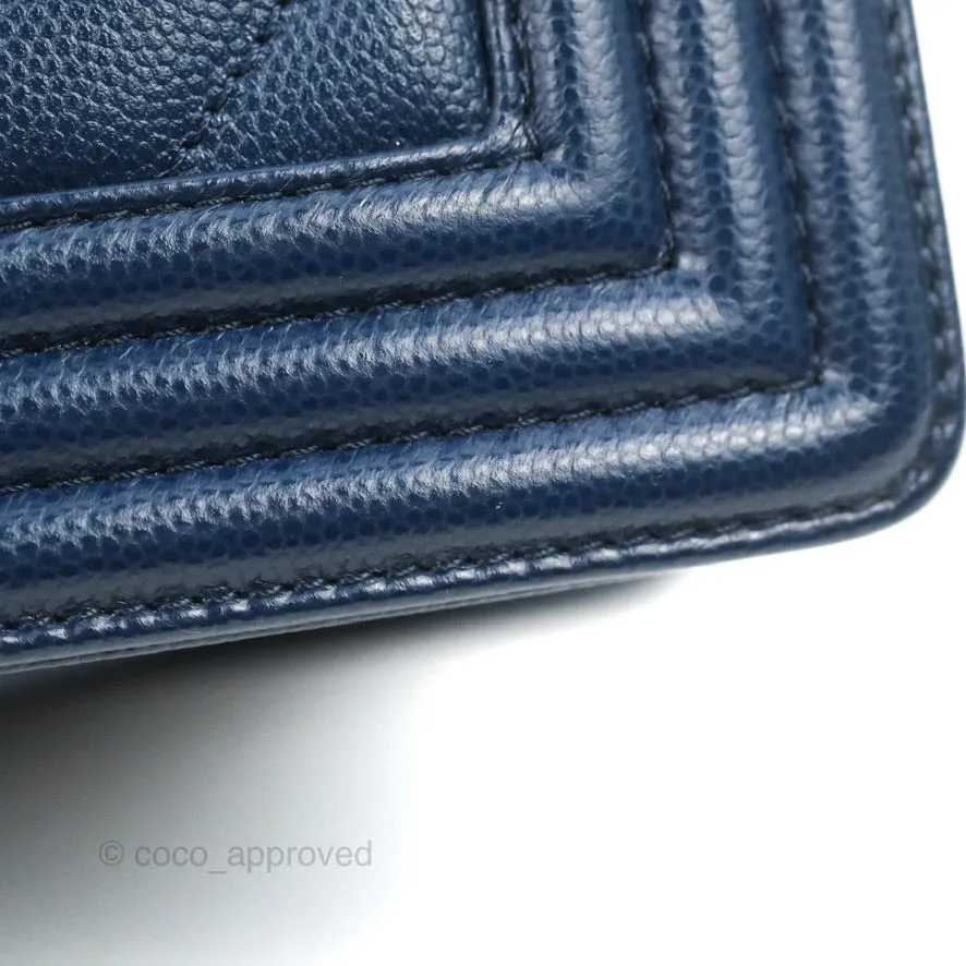 Chanel Medium Chevron Boy Navy Caviar Ruthenium Hardware