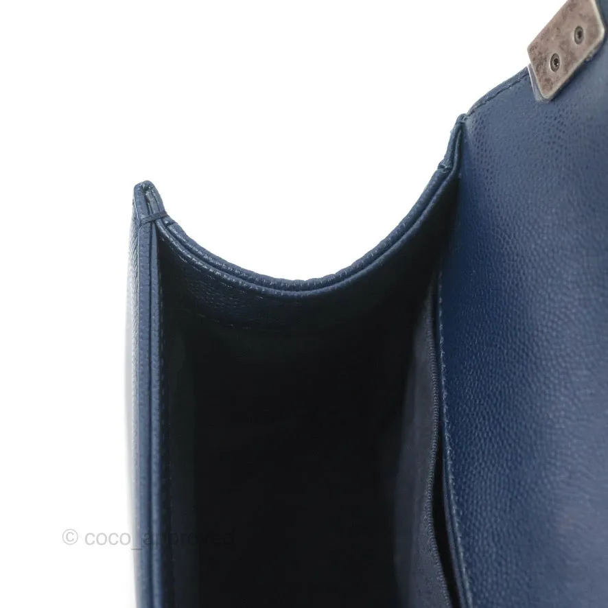 Chanel Medium Chevron Boy Navy Caviar Ruthenium Hardware