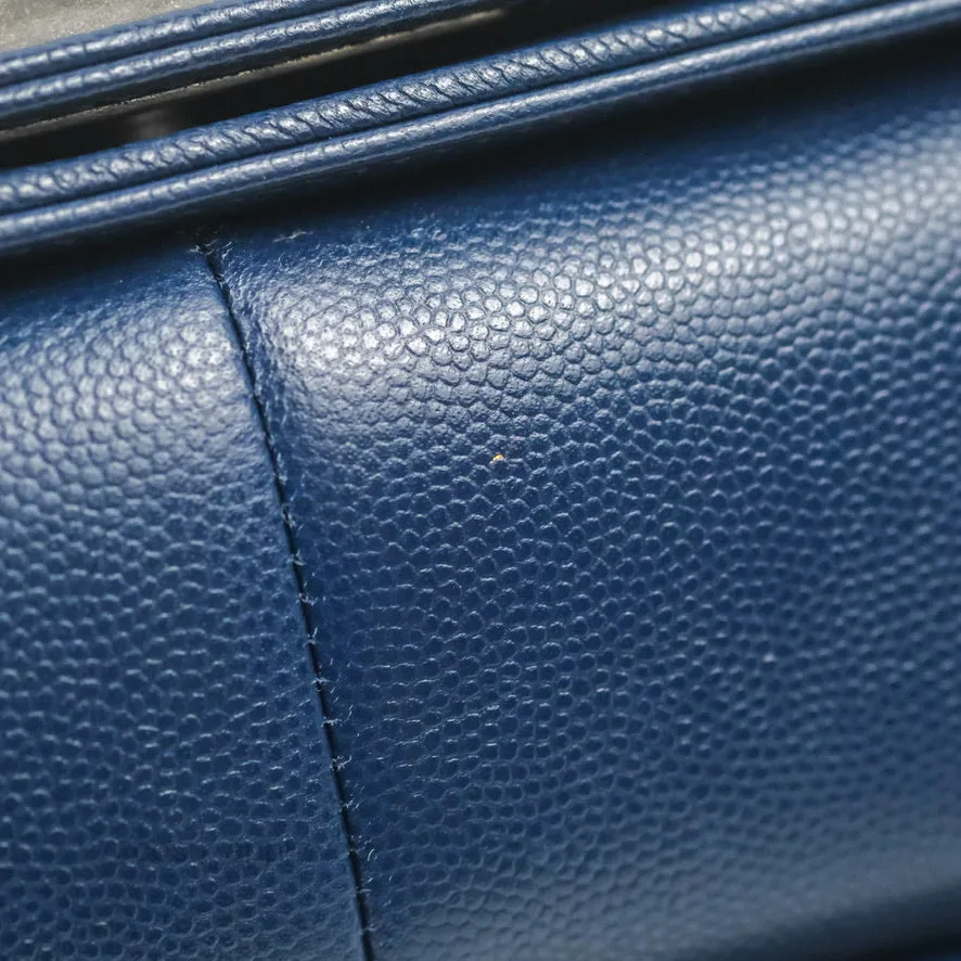 Chanel Medium Chevron Boy Navy Caviar Ruthenium Hardware
