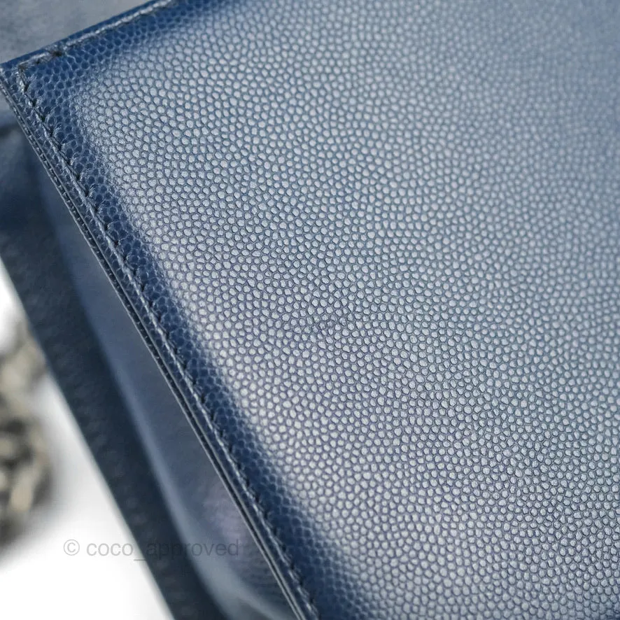Chanel Medium Chevron Boy Navy Caviar Ruthenium Hardware