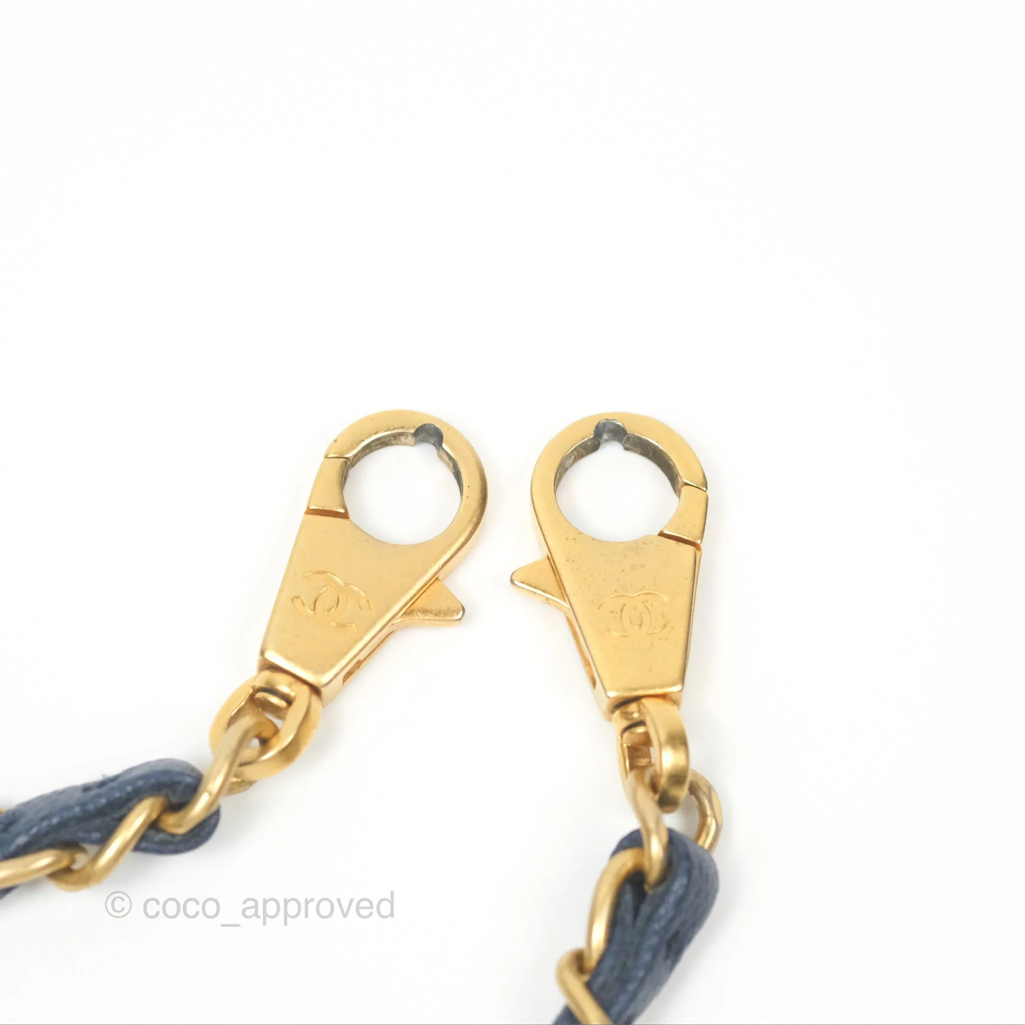Chanel Medium Coco Handle Quilted Navy Caviar Lizard Handle Aged Gold Hardware