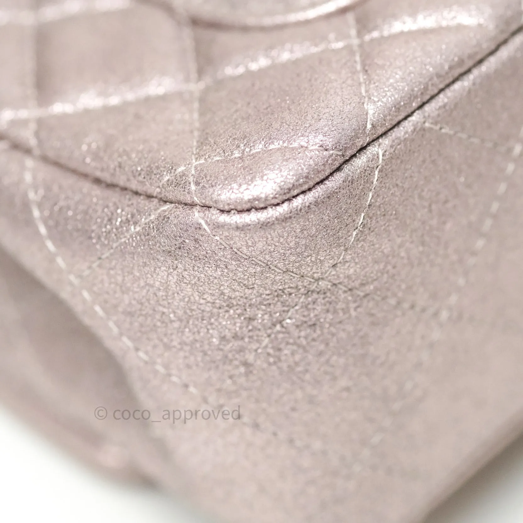 Chanel Metallic Rose Gold Goatskin Quilted Mini Rectangular Flap 14B