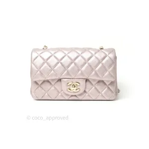 Chanel Metallic Rose Gold Goatskin Quilted Mini Rectangular Flap 14B