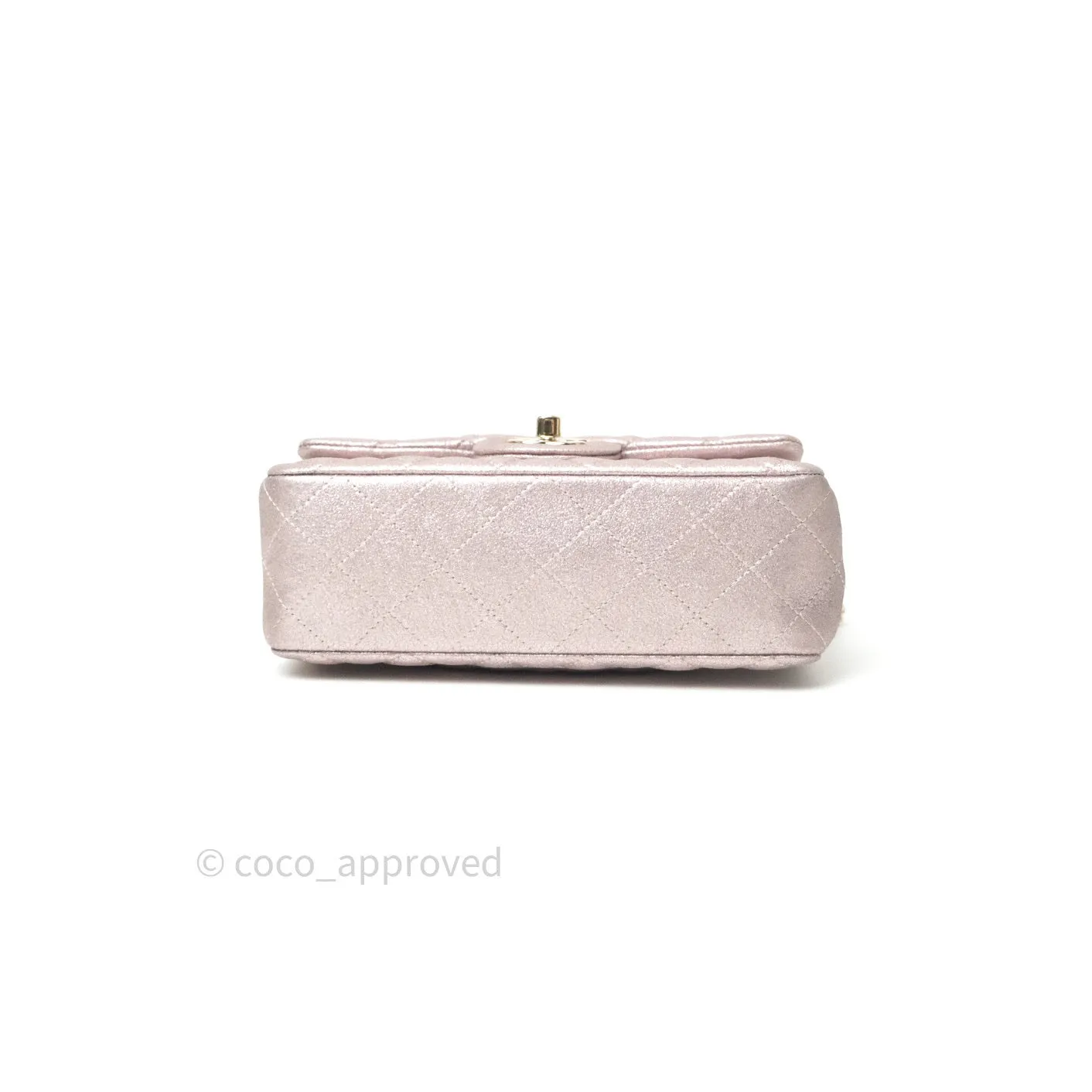 Chanel Metallic Rose Gold Goatskin Quilted Mini Rectangular Flap 14B